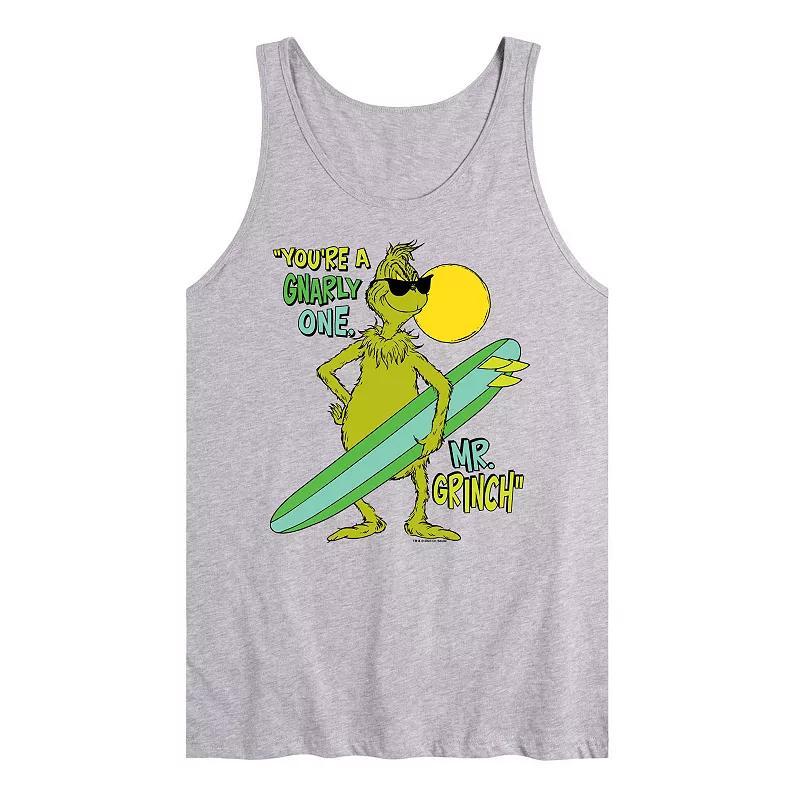 Mens Dr. Seuss The Grinch Youre A Gnarly One Graphic Tank Top Grey Gray Product Image