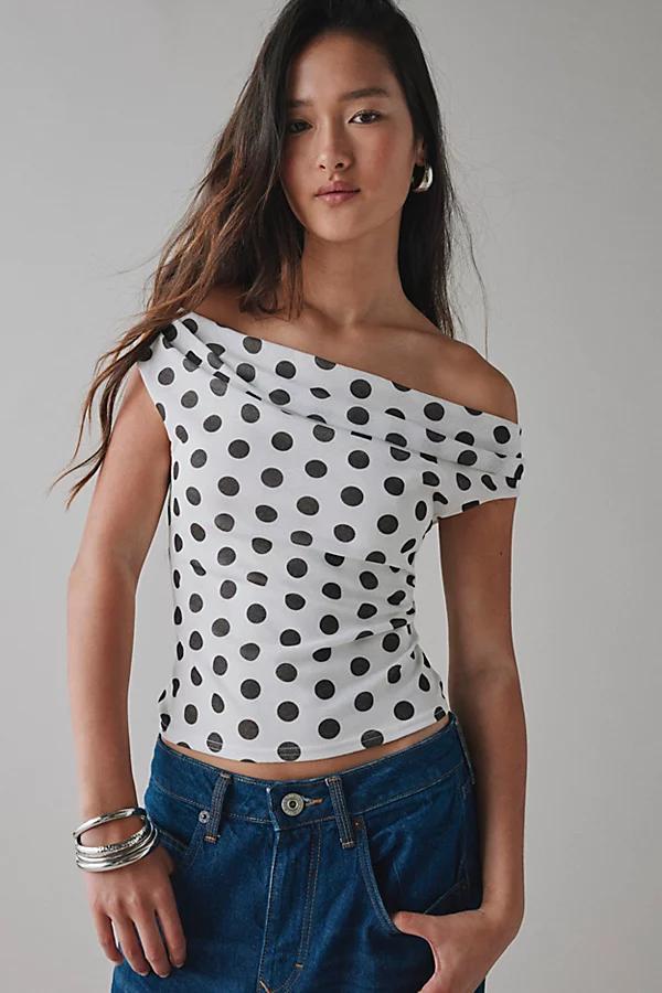 Urban Outfitters UO Fia Mesh Off-The-Shoulder Crop Top Womens at Urban Outfitters Product Image