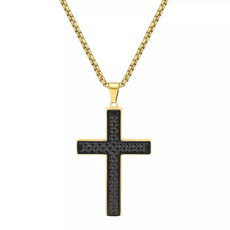 LYNX Mens Two-Tone Ion-Plated Stainless Steel Cross Pendant Necklace Two Tone Product Image