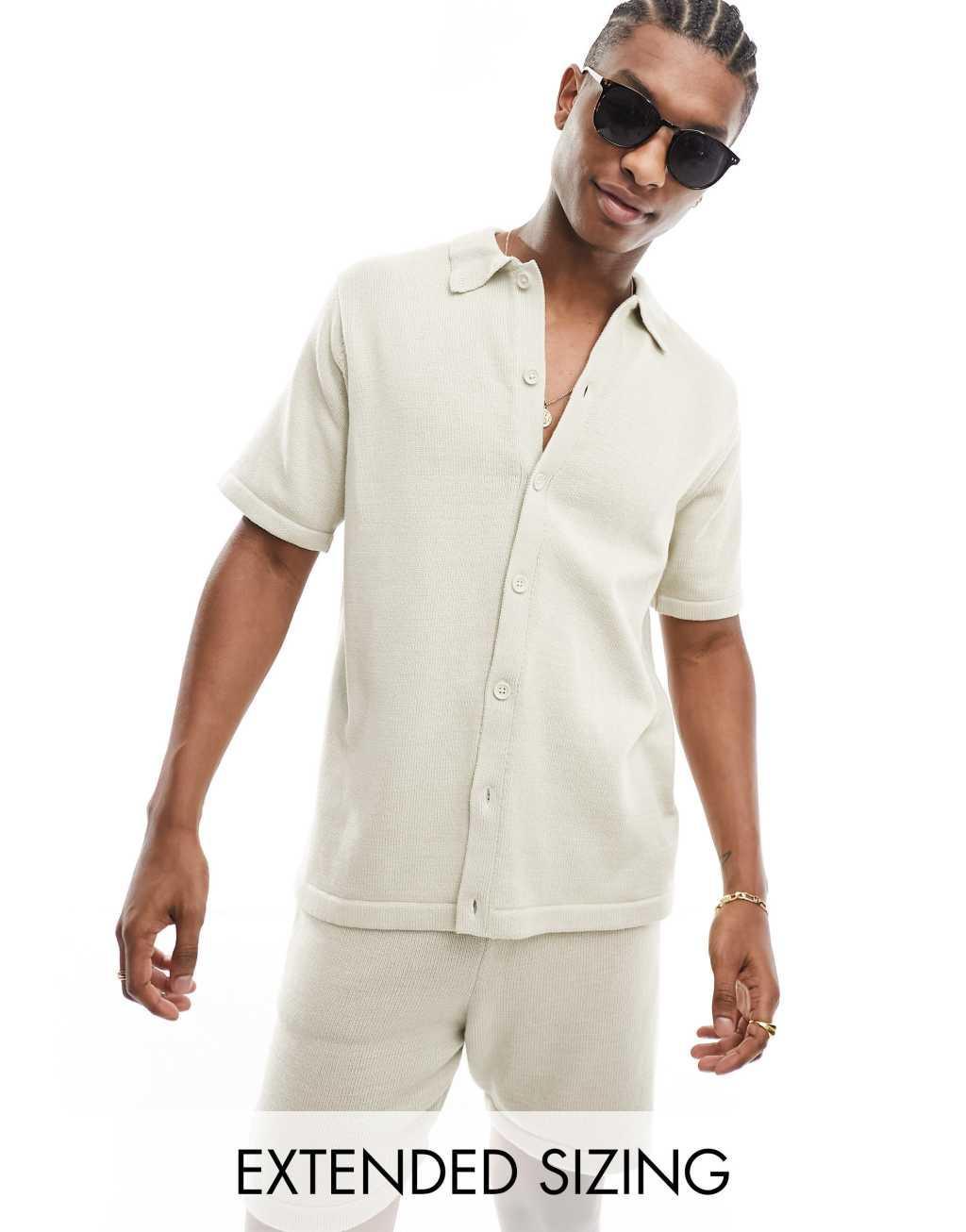 ASOS DESIGN midweight knit cotton button up polo Product Image