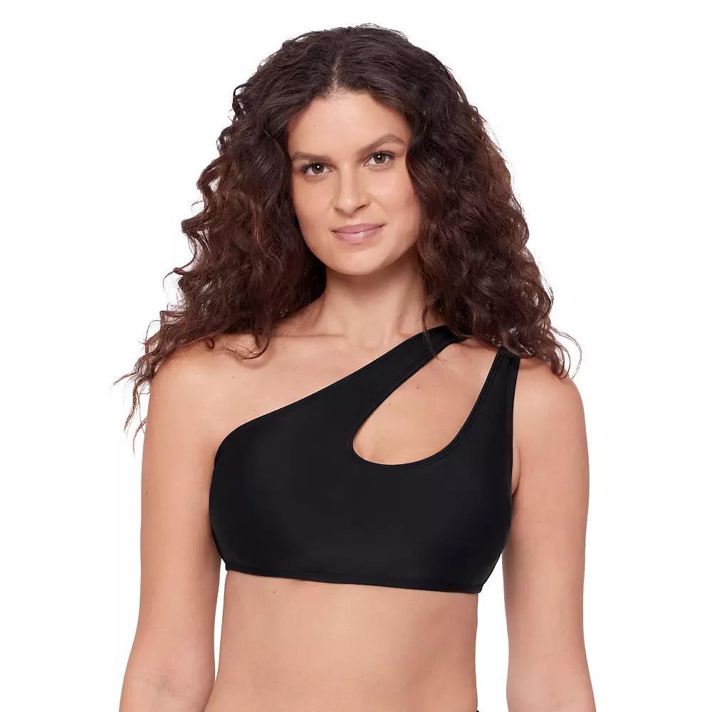 Women's Eco Beach Cutout One-Shoulder Bikini Top, Size: Medium, Black Product Image