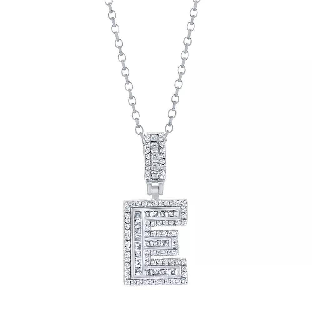 Argento Bella Sterling Silver Cubic Zirconia Initial Pendant Necklace, Women's, Size: 18", Sterling E Product Image