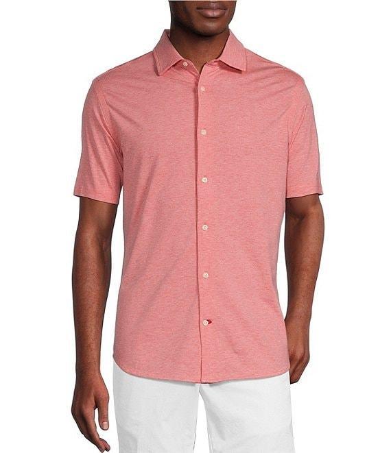 Cremieux Blue Label Stretch Jersey Solid Short Sleeve Coatfront Shirt Product Image
