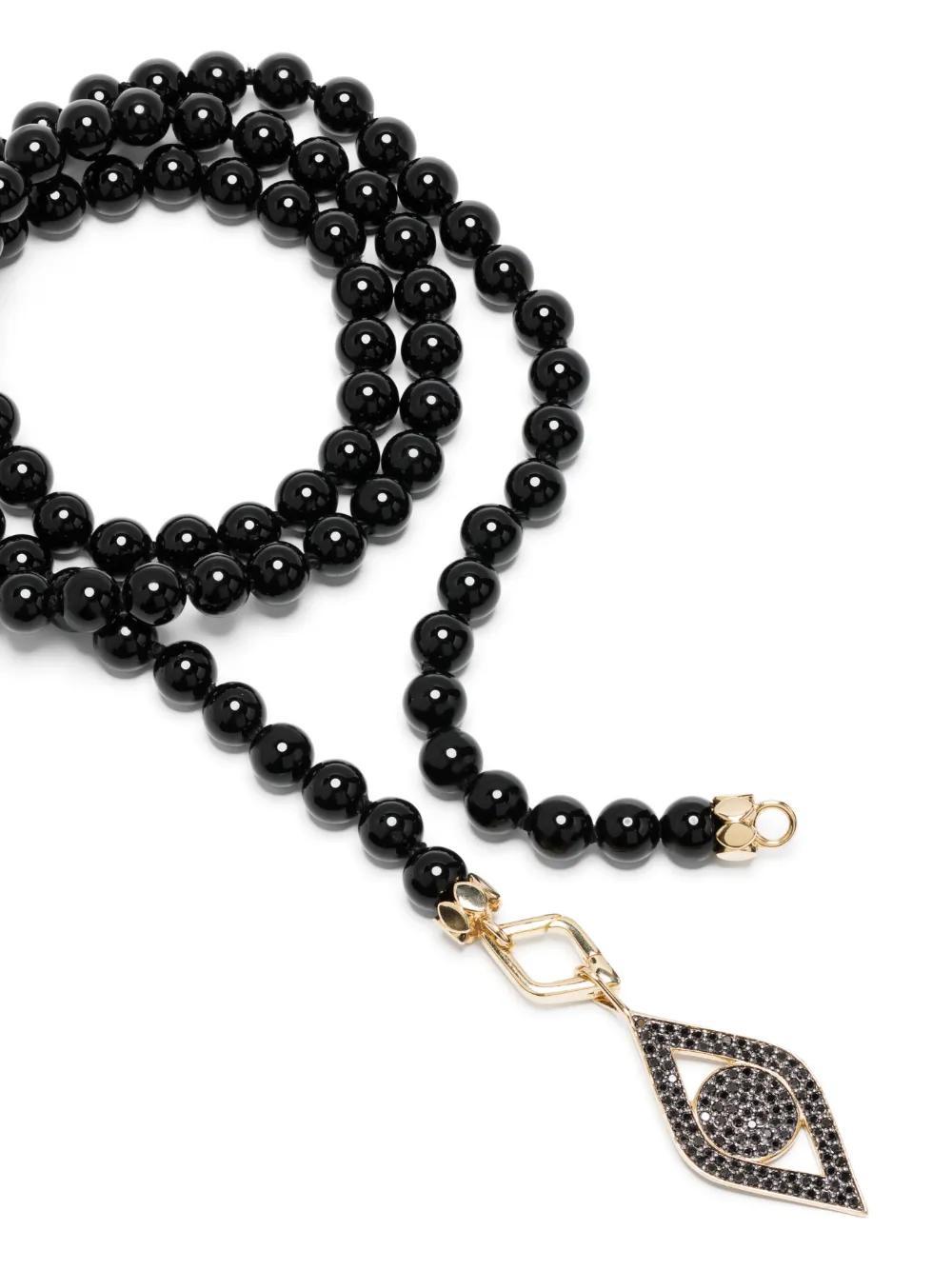 SYDNEY EVAN Evil Eye Beaded Necklace In Black Product Image