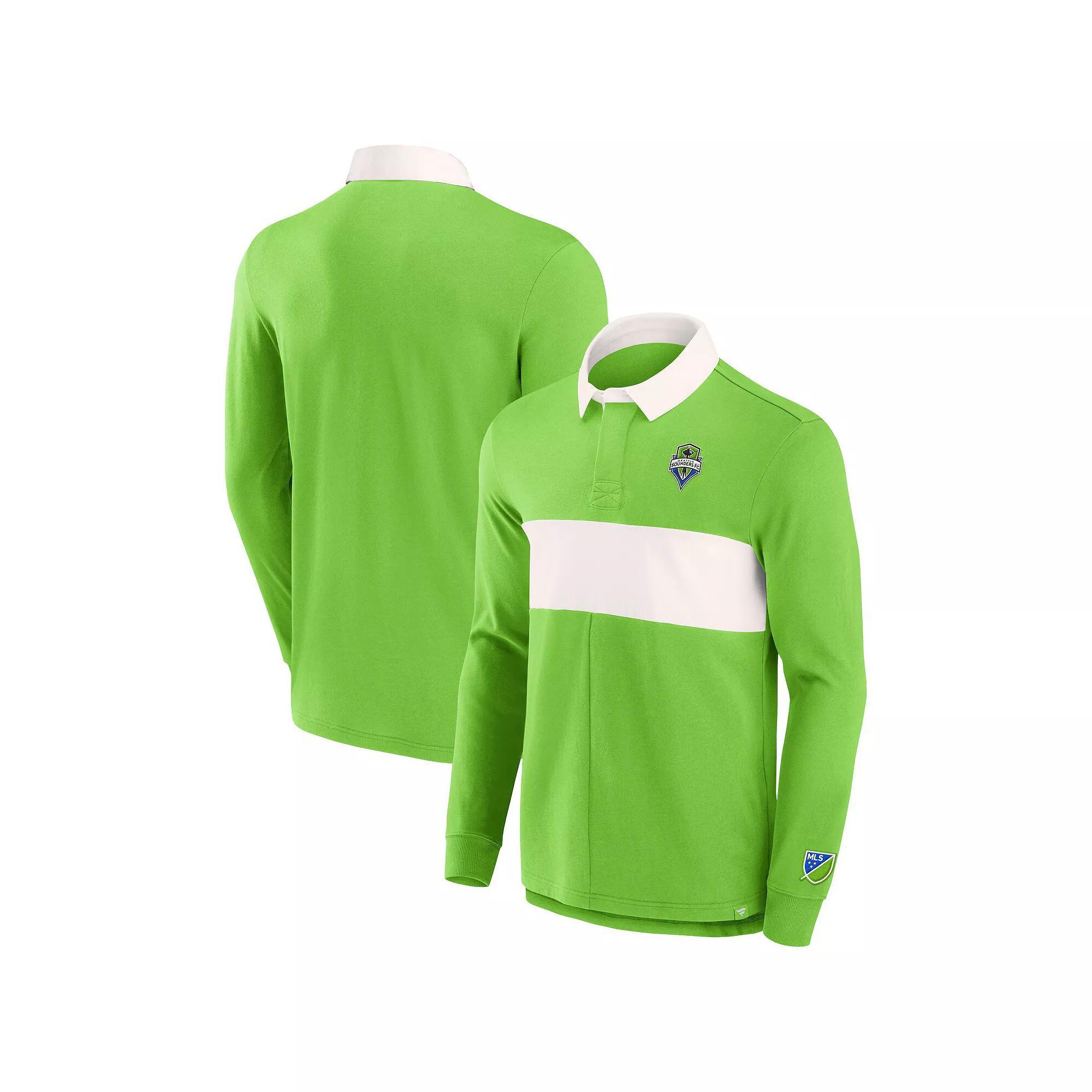 Men's Fanatics Branded Green Seattle Sounders FC Penalty Kick Long Sleeve Polo, Size: Medium Product Image