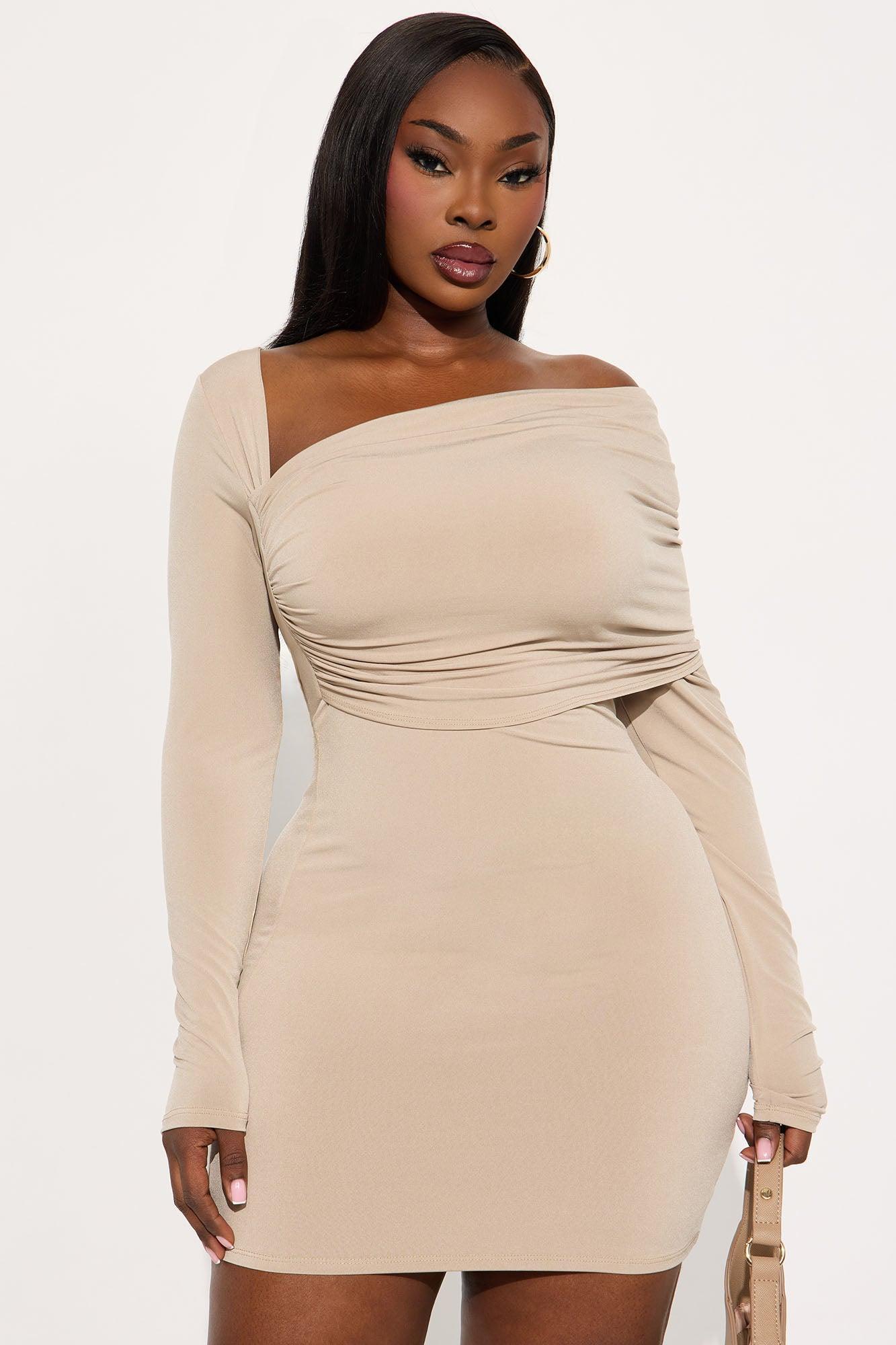 Bare Edge Mini Dress - Tan Product Image