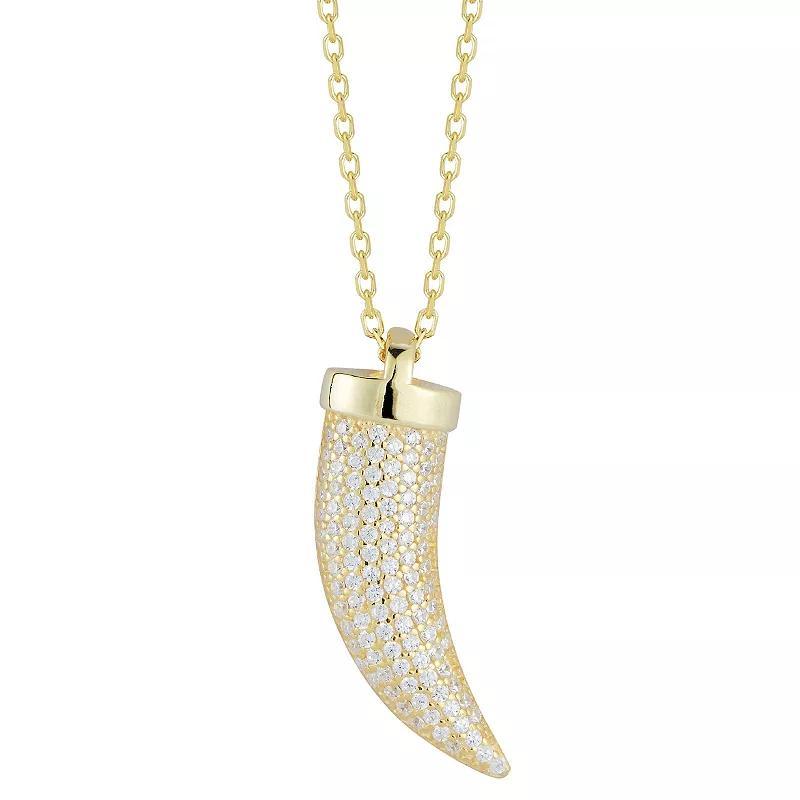 Sunkissed Sterling 14k Gold Over Silver Cubic Zirconia Horn Necklace, Womens Gold Tone Product Image