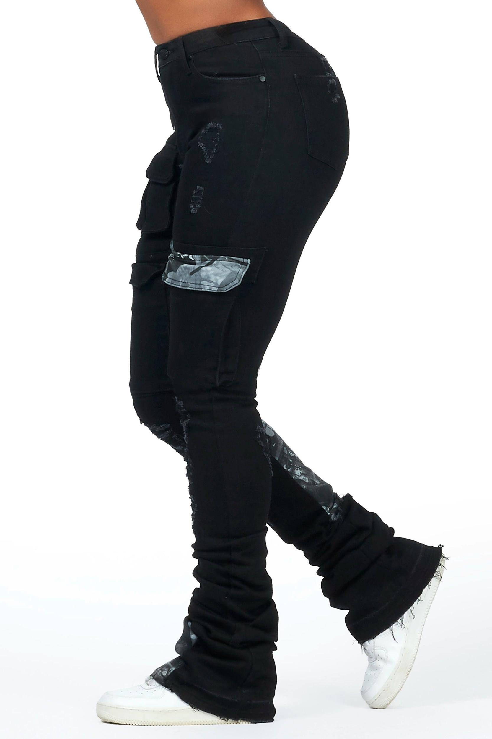 Teresa Black Super Stacked Jean Female Product Image