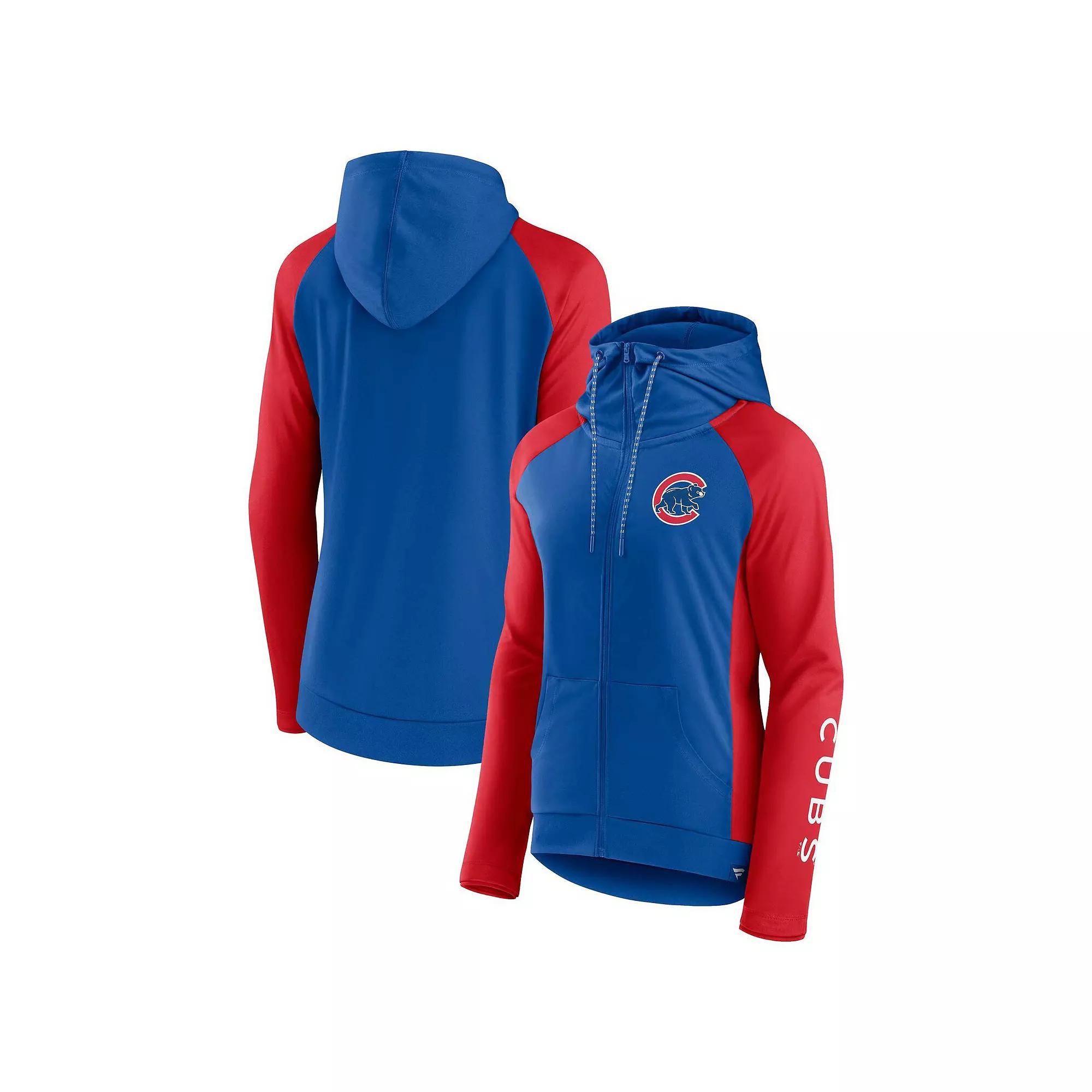 Women's Fanatics Branded Royal/Red Chicago Cubs Iconic Raglan Full-Zip Hoodie, Size: Small, Blue Product Image