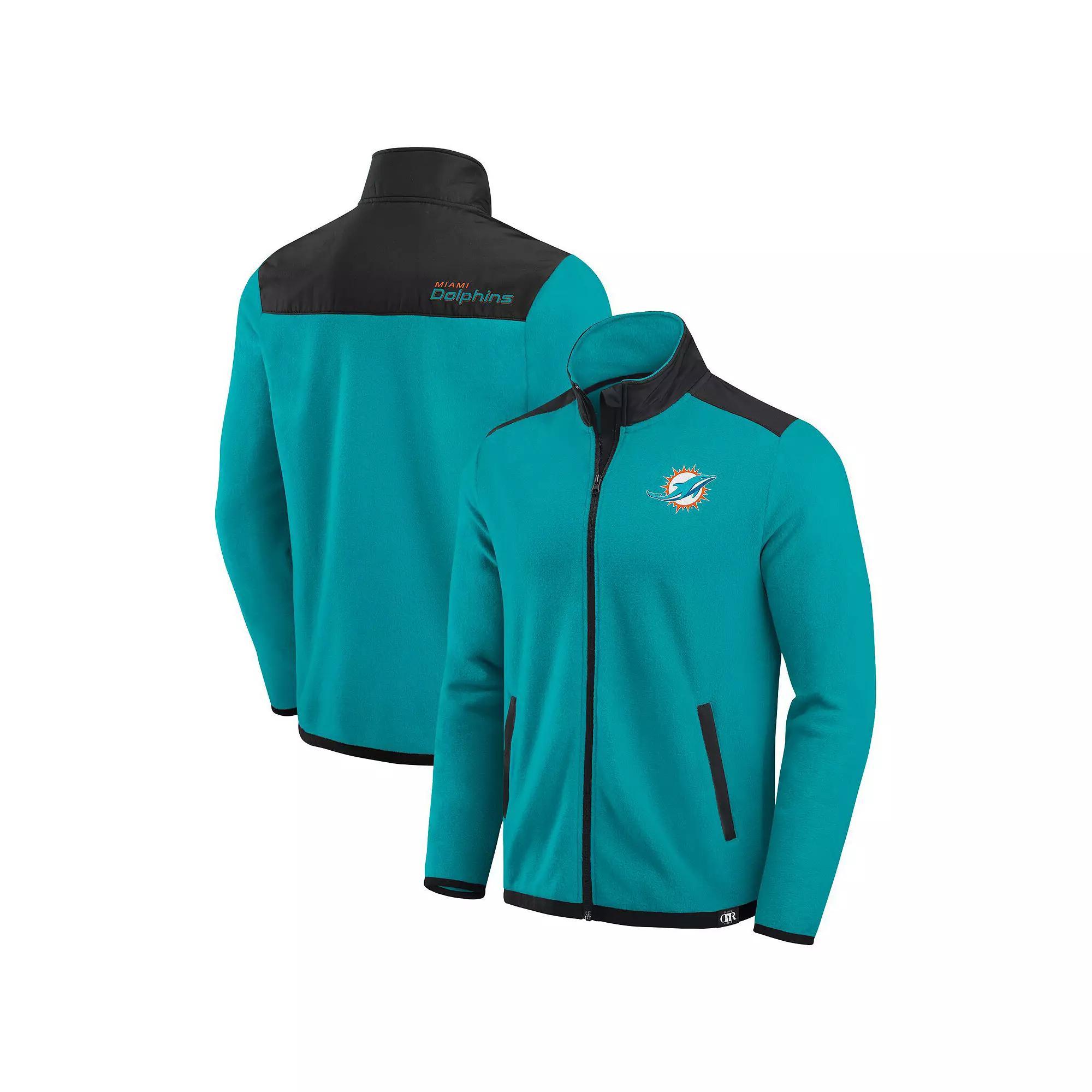 Men's Darius Rucker Collection by Fanatics Aqua Miami Dolphins Color Block Polar Fleece Full-Zip Jacket, Size: Medium, Turquoise A Product Image