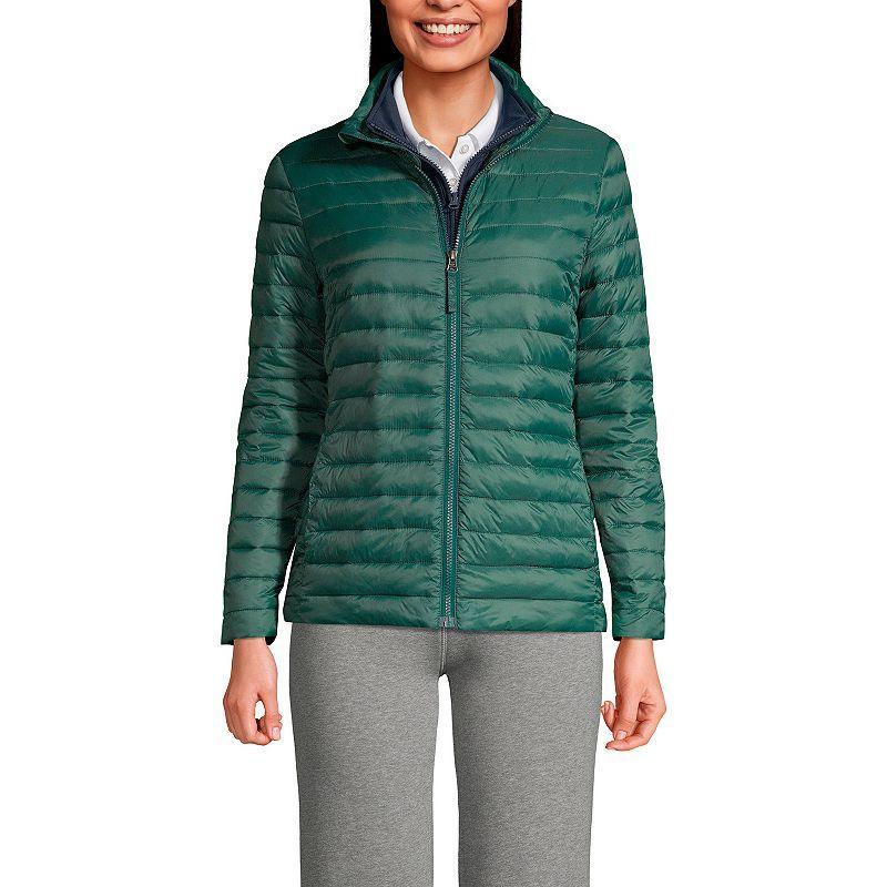 Women's Lands' End School Uniform ThermoPlume Jacket, Size: Small, Green Product Image