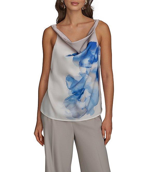 Donna Karan Cowl Neck Sleeveless Charmeuse Top Product Image