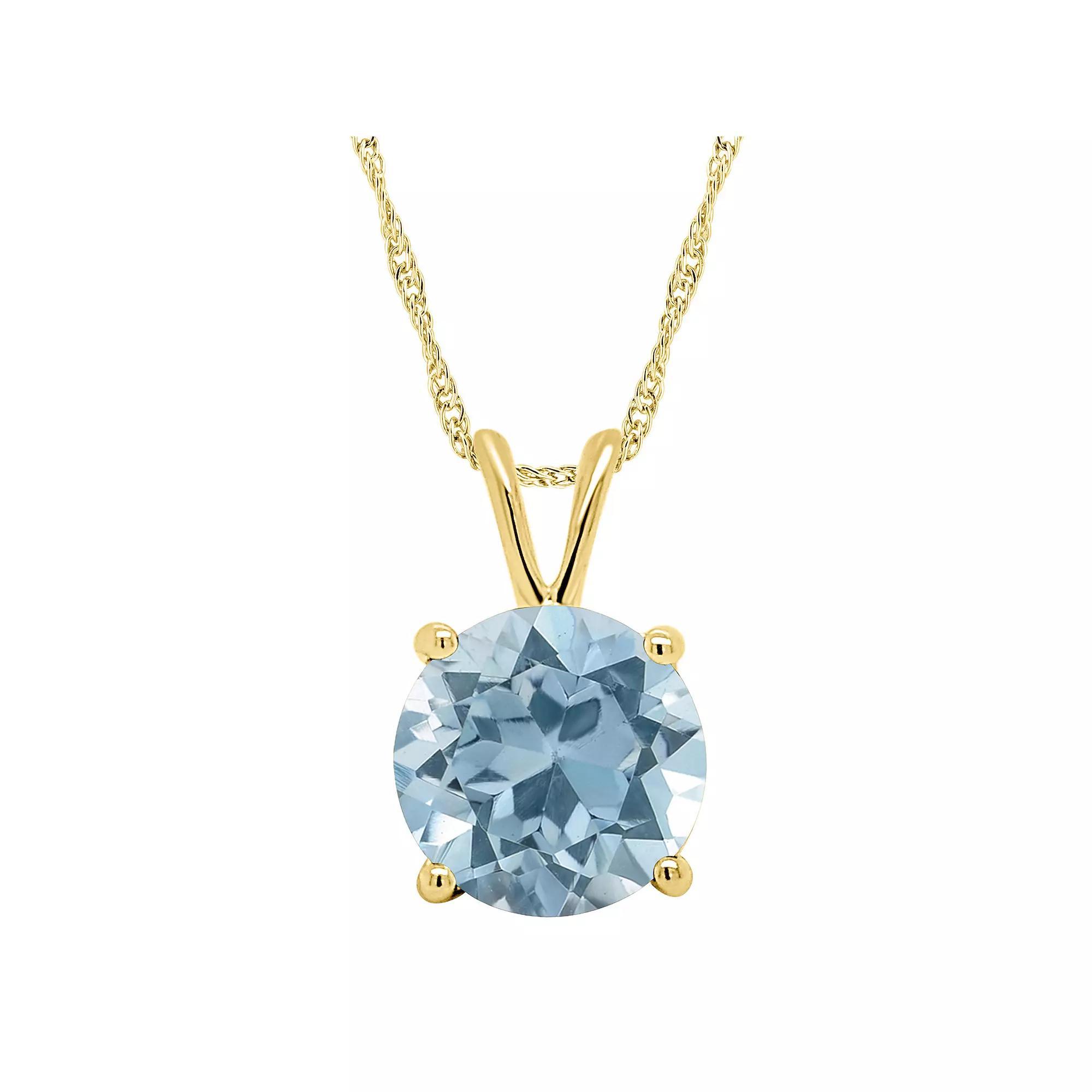 Alyson Layne 14k Gold Round Sky Blue Topaz Pendant Necklace, Women's, Size: 18", 14k White Gold Product Image