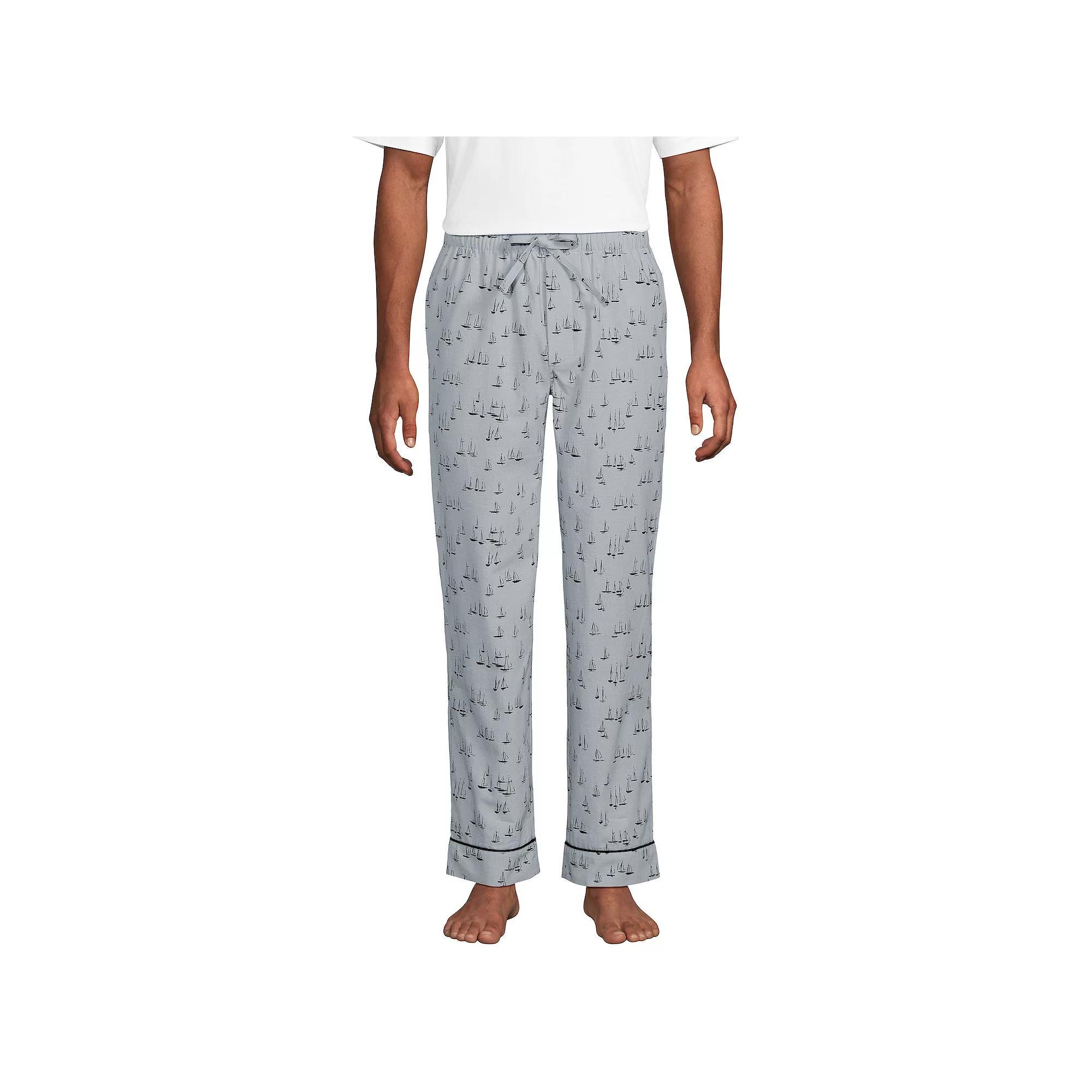 Men's Lands' End Essential Pajama Pants, Size: Medium, Gray Mist Sails Product Image