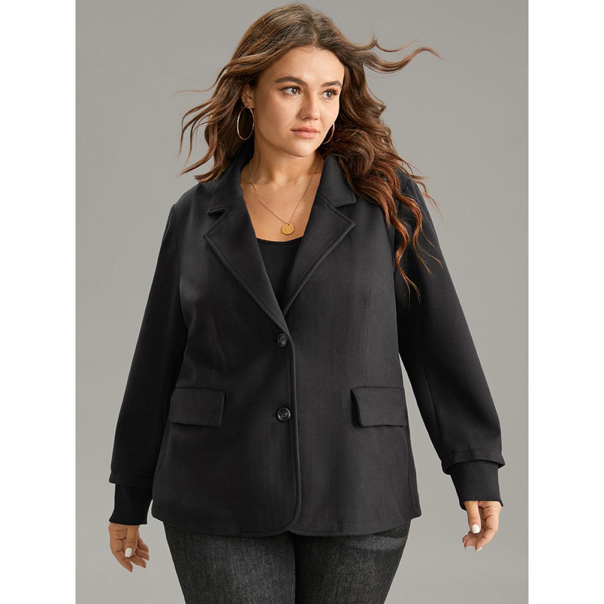 Plus Size Indigo Plisse Satin Button Up Curved Hem Blouse Women Office Long Sleeve Shirt collar Work Blouses BloomChic 18-20/2X Product Image