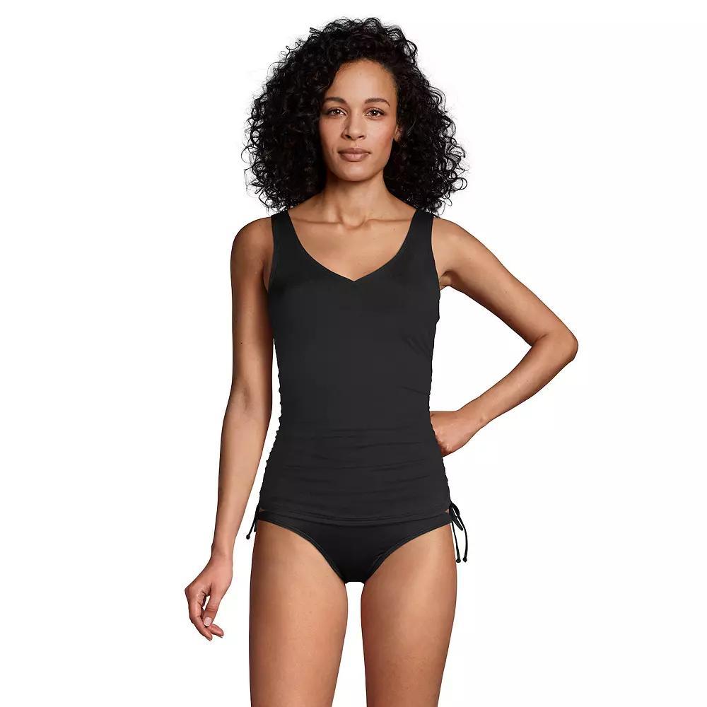 Petite Lands' End Ruched UPF 50 Underwire Tankini Swim Top, Women's, Size: 4 Petite, Black Product Image
