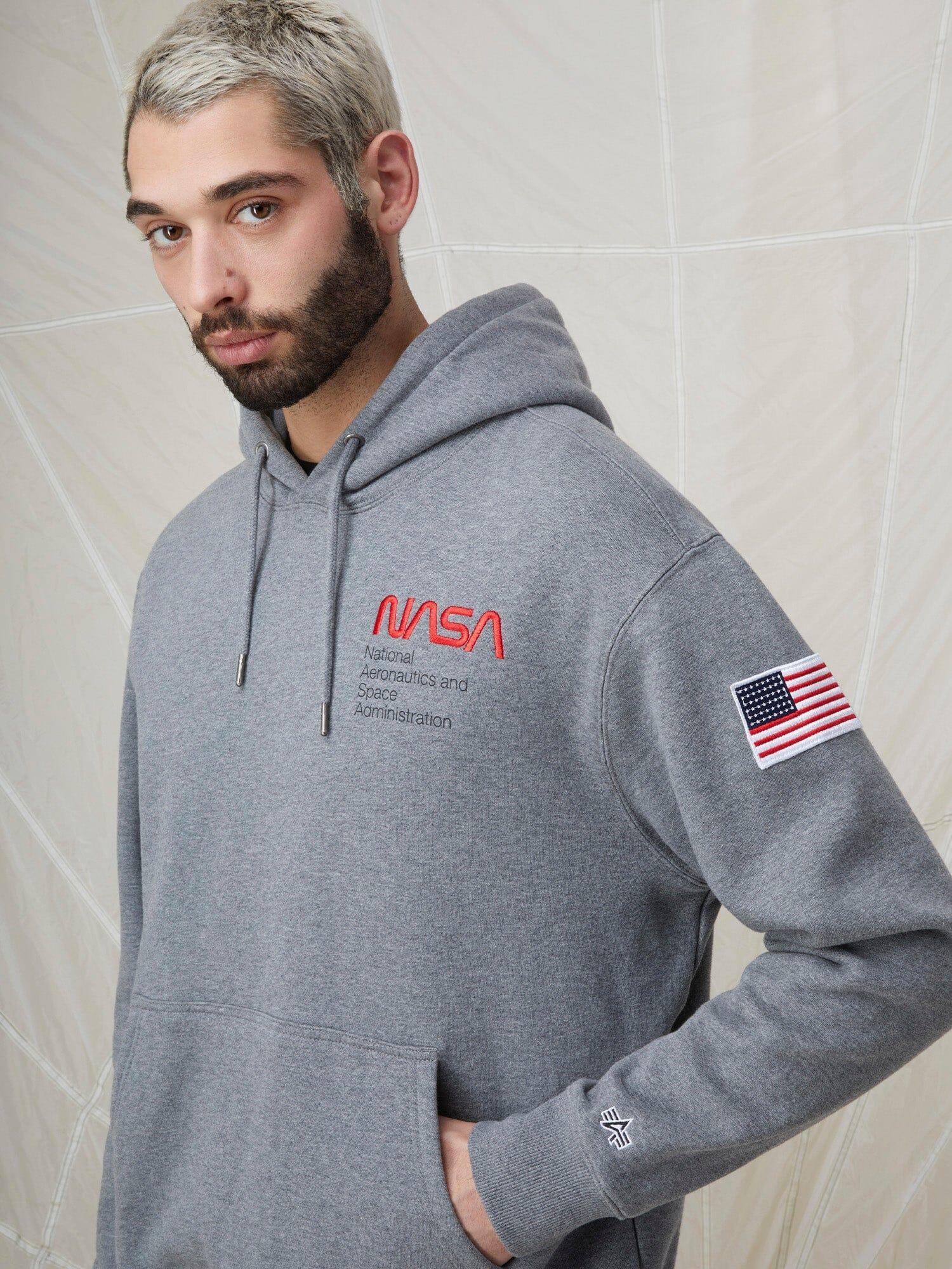 NASA WORM LOGO HOODIE (CHARCOAL) Male Product Image