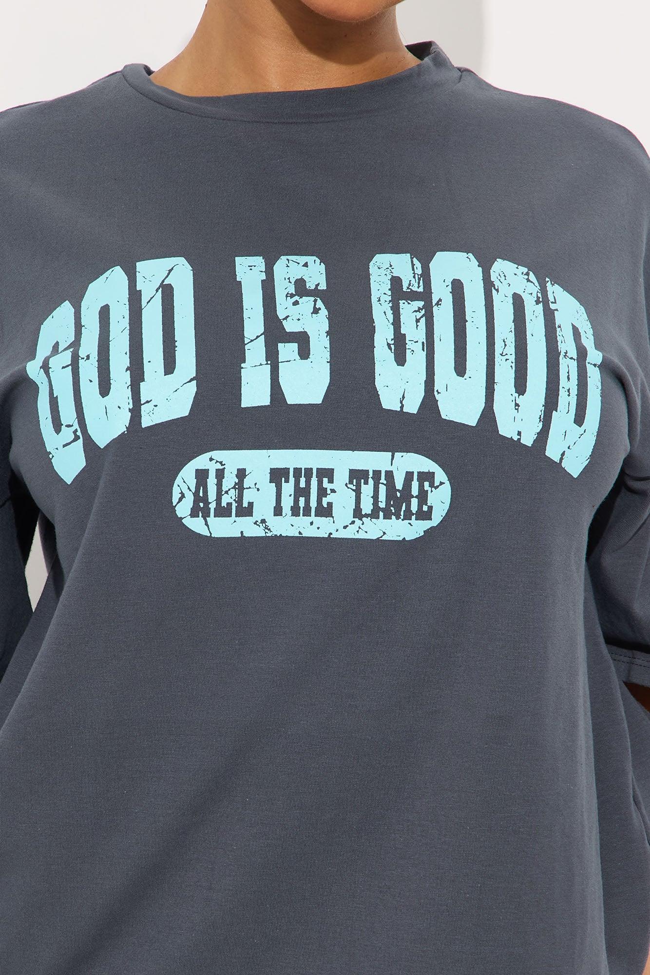 God Is Good Biker Short Set - Grey Product Image