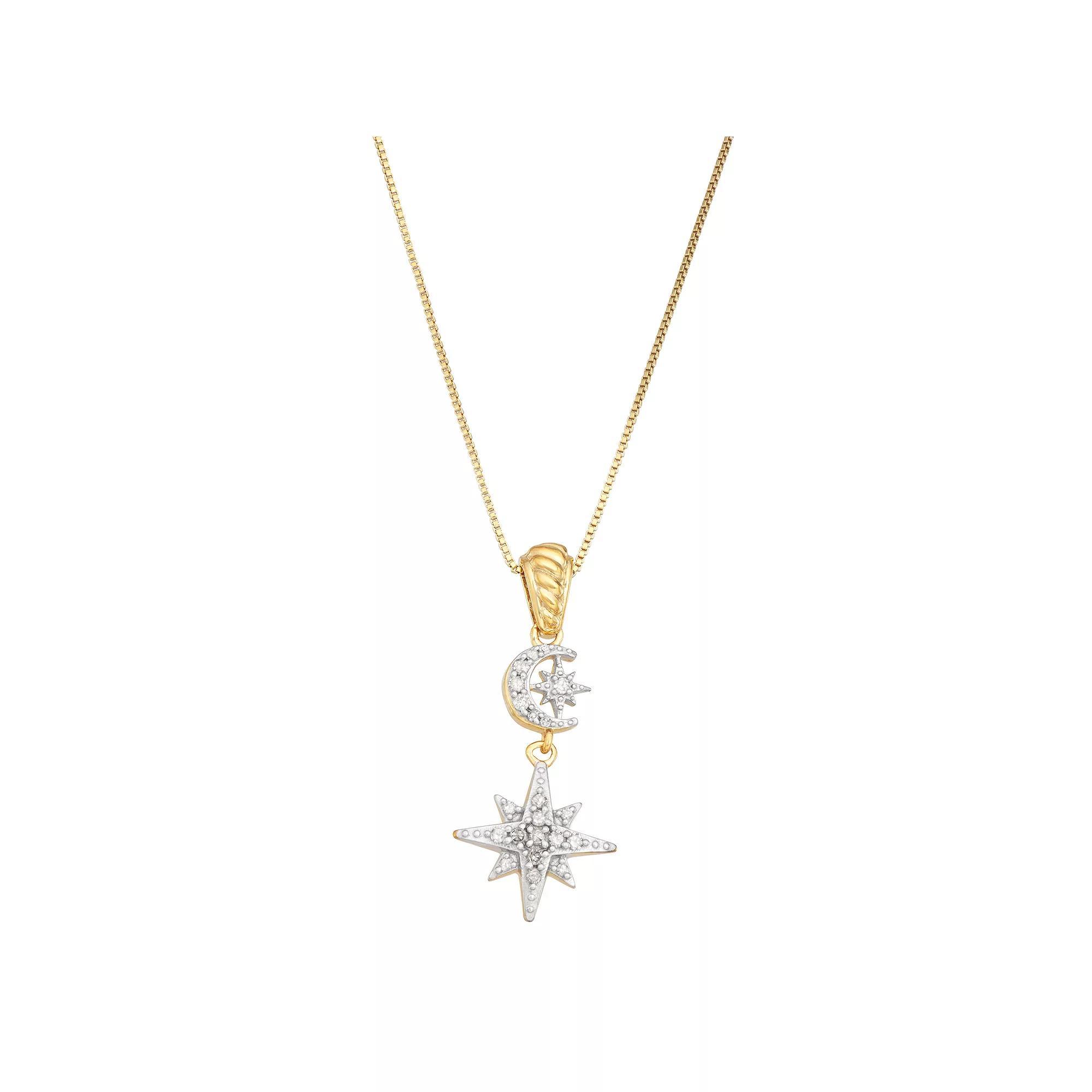 Jewelexcess 14k Gold Over Silver 1/5 Carat T.W. Diamond Starburst Pendant Necklace, Women's, Size: 18", 14k Gold Plated Product Image