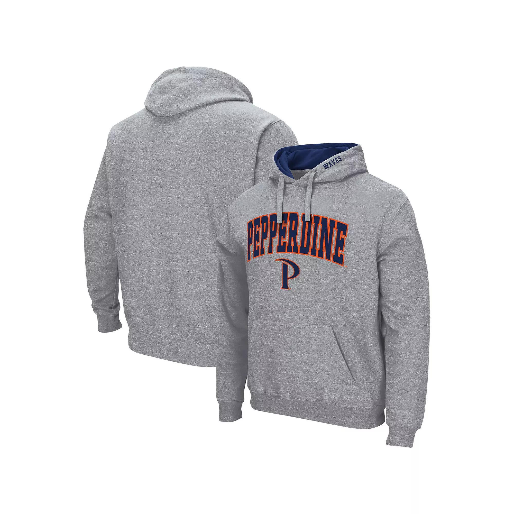 Men's Colosseum Heathered Gray Pepperdine Waves Arch and Logo Pullover Hoodie, Size: Large, Nc2 Grey Product Image