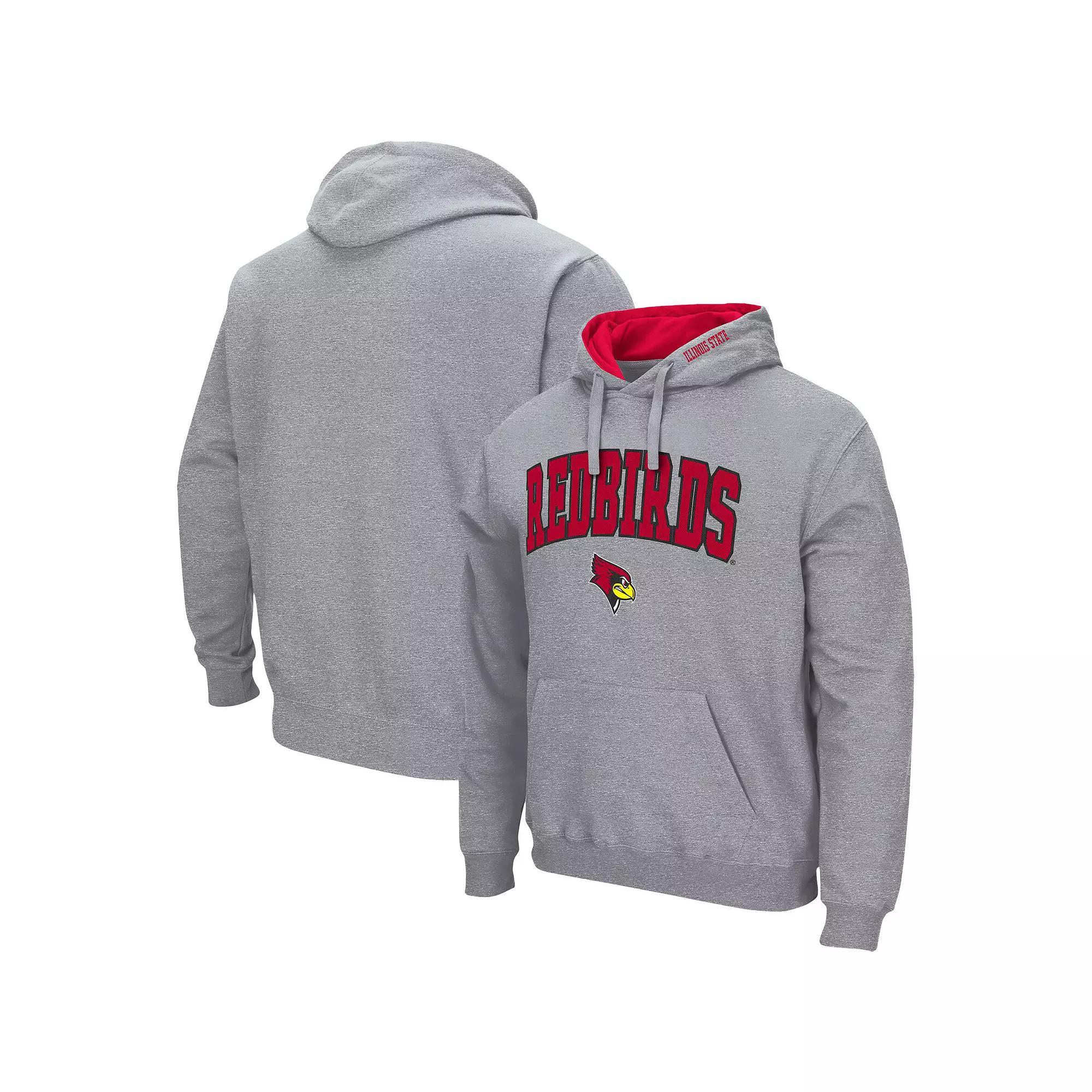 Men's Colosseum Heathered Gray Illinois State Redbirds Arch & Logo 3.0 Pullover Hoodie, Size: Medium, Ils Grey Product Image