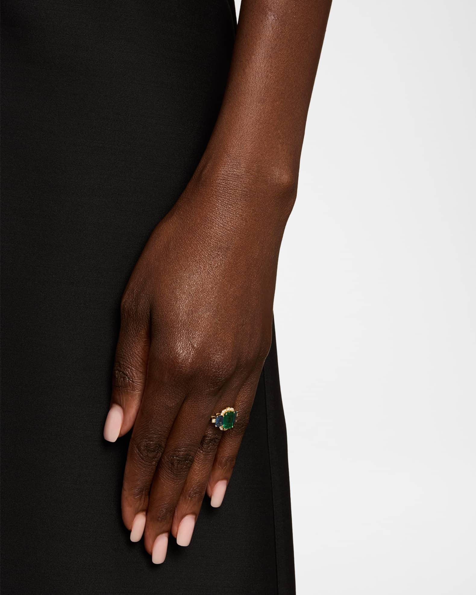 G-One 18K Yellow Gold Emerald and Sapphire Ring with Diamonds Product Image