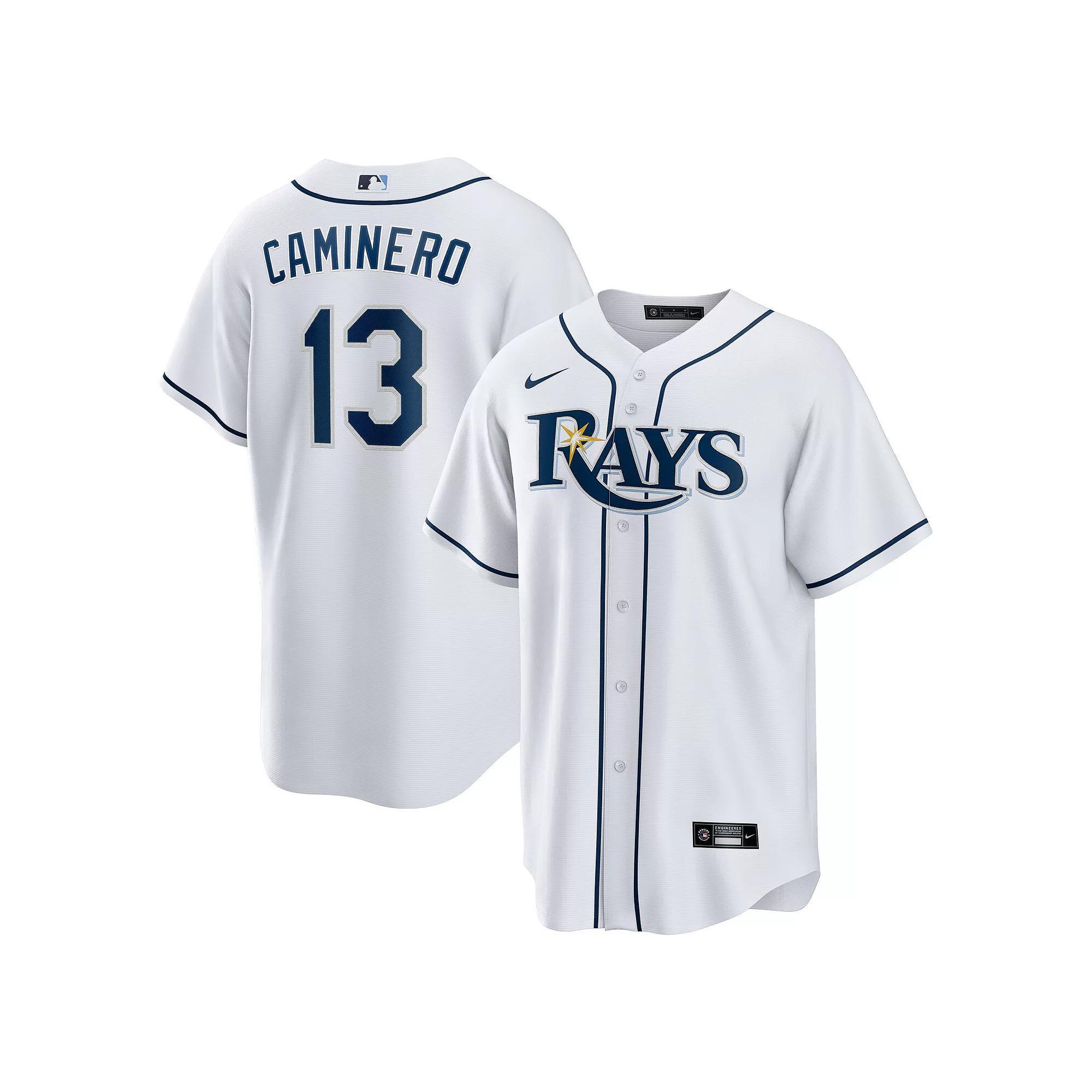Men's Nike Junior Caminero White Tampa Bay Rays Home Replica Player Jersey, Size: 2XL Product Image