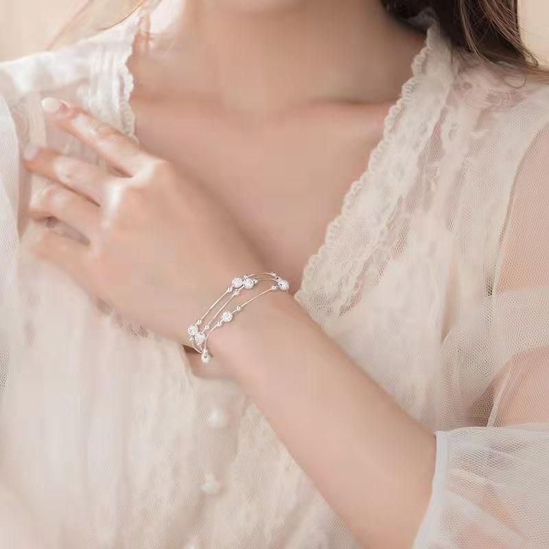 Beaded Layered Sterling Silver Bracelet Product Image