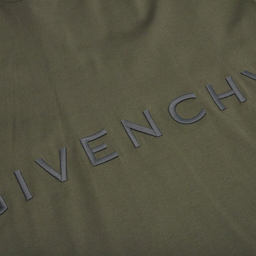 Oversized Fit Givenchy Embroidery T-Shirt - Greyish Green Male Product Image