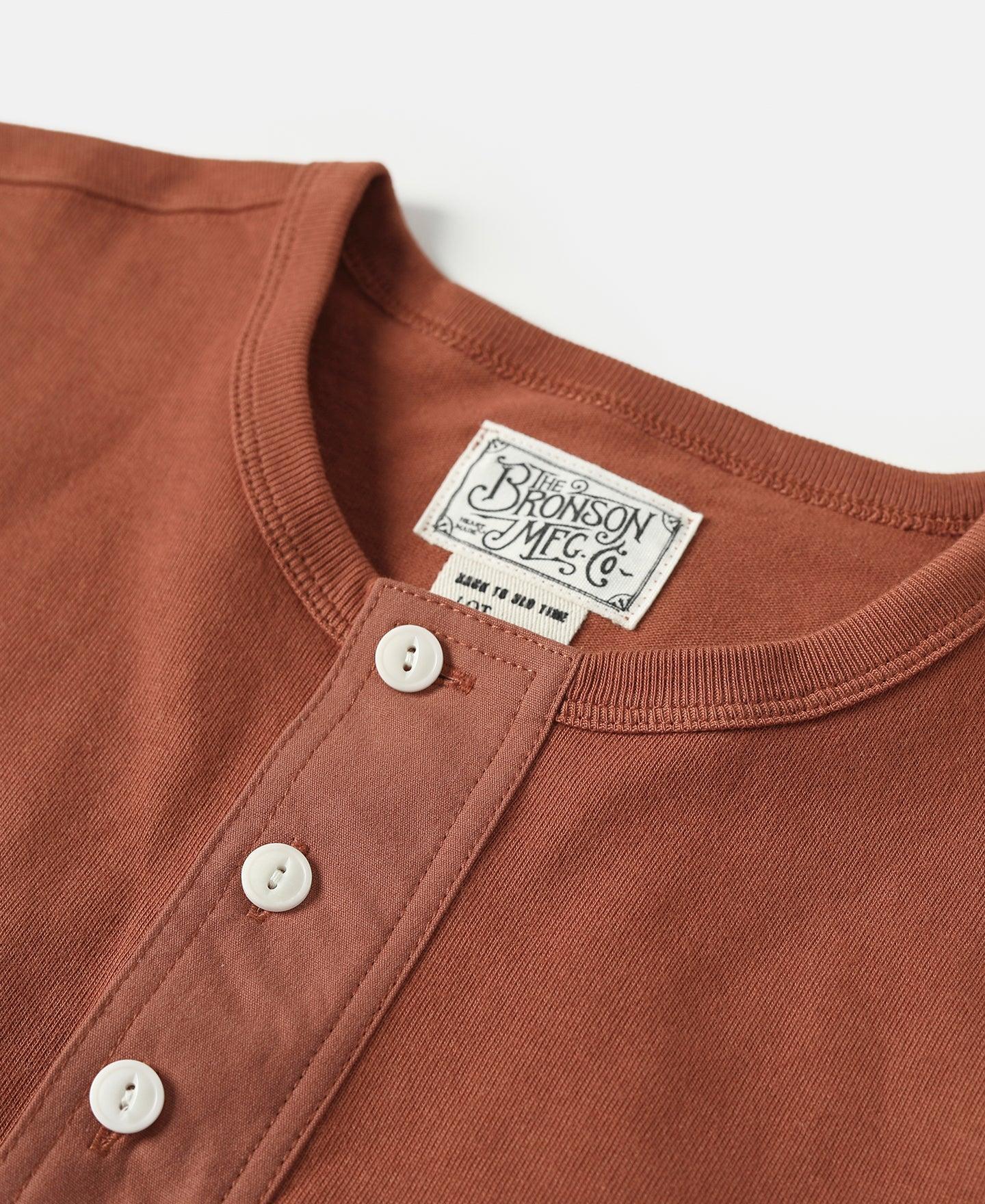 Vintage Short Sleeve Henley T-Shirt - Brick Red Product Image
