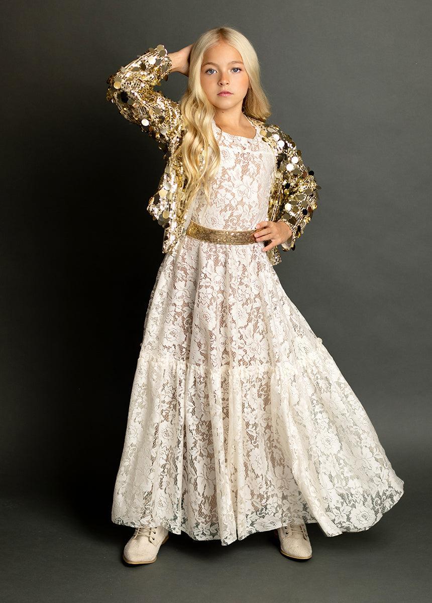 Angie Dress in Cream Girls Product Image