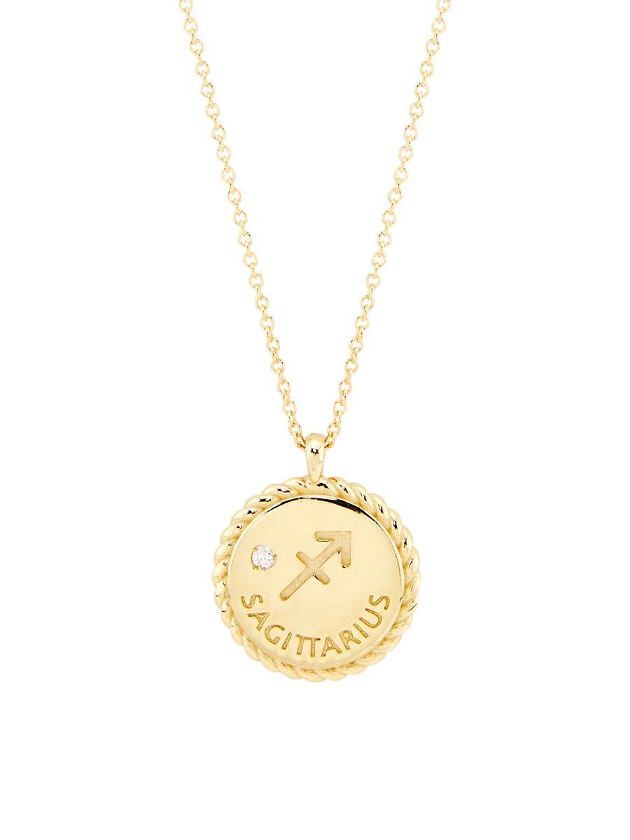 Womens 14K Gold & Diamond Star Sign Pendant Necklace Product Image
