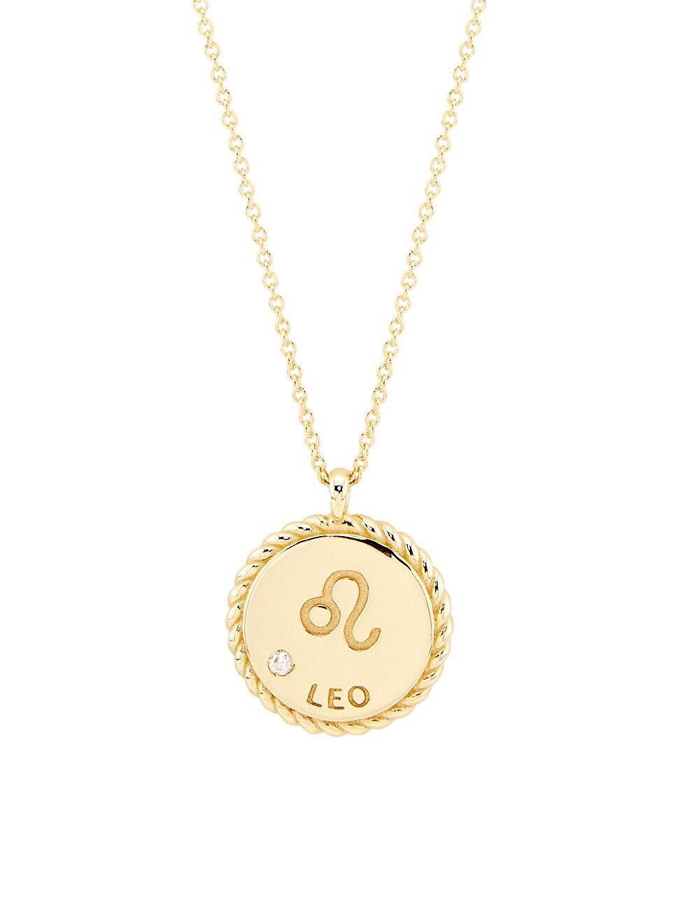 Womens 14K Gold & Diamond Star Sign Pendant Necklace Product Image