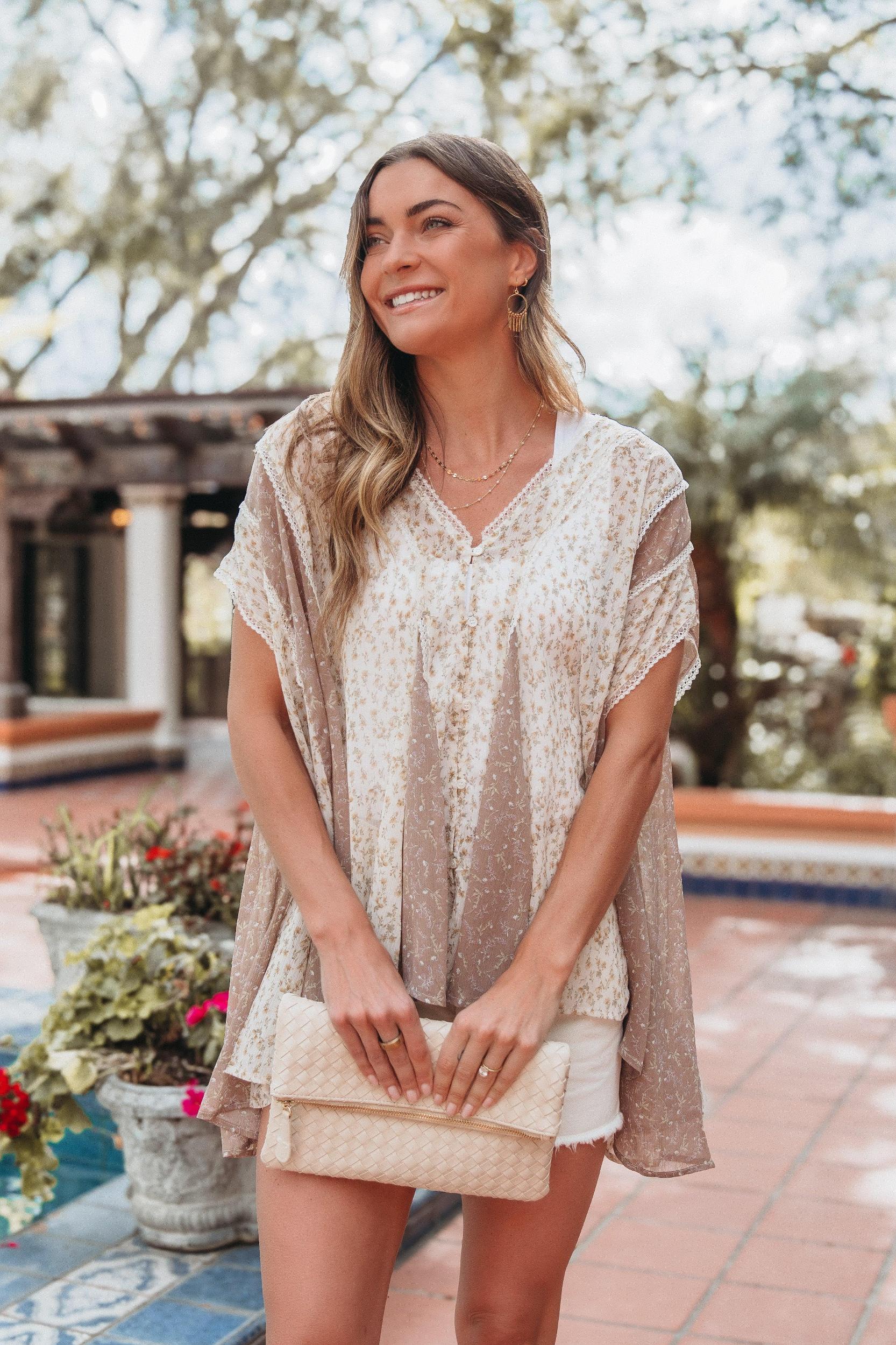 Lace Trim Floral Print Tunic Female Product Image