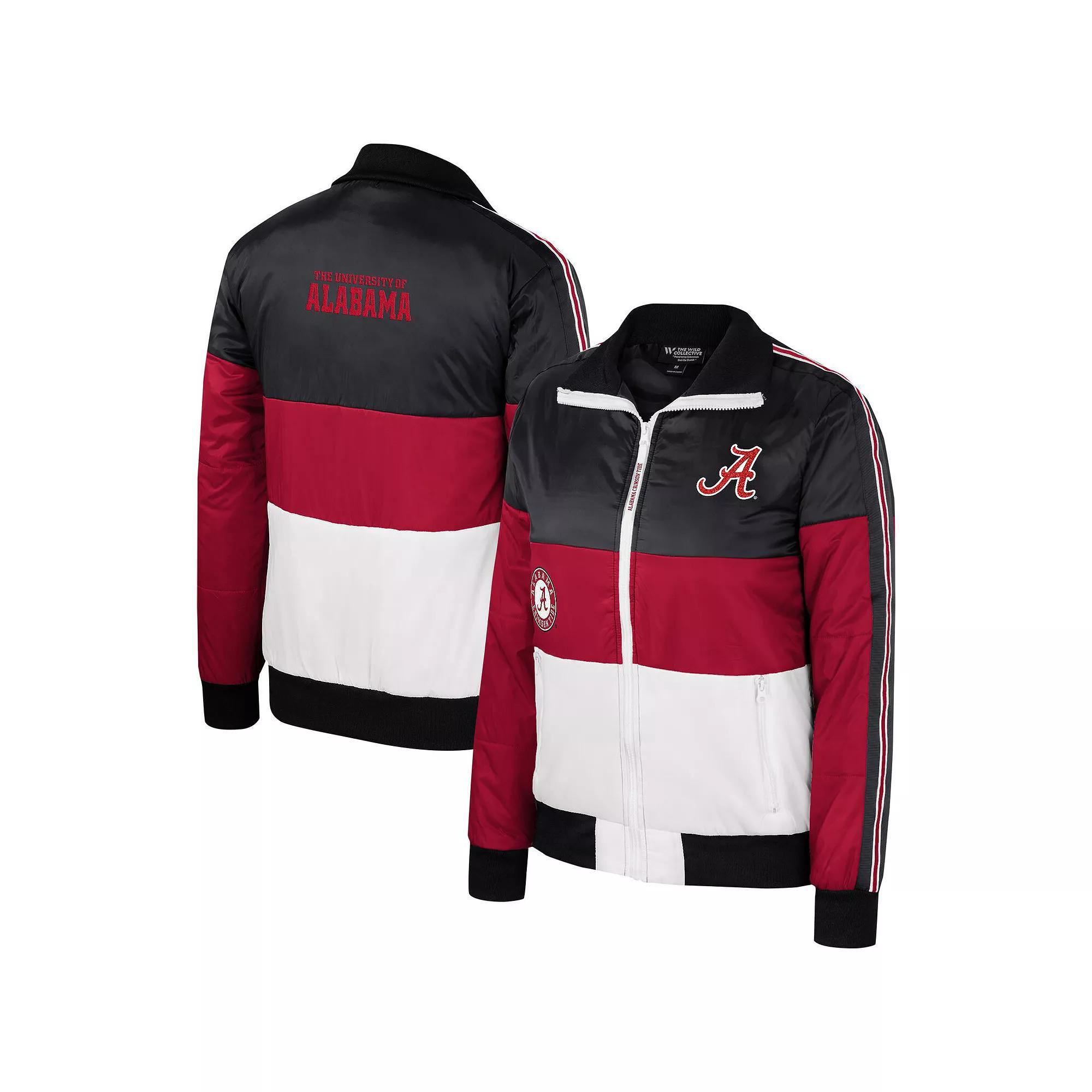 Women's The Wild Collective  Crimson Alabama Crimson Tide Color-Block Puffer Full-Zip Jacket, Size: Medium, Red Product Image