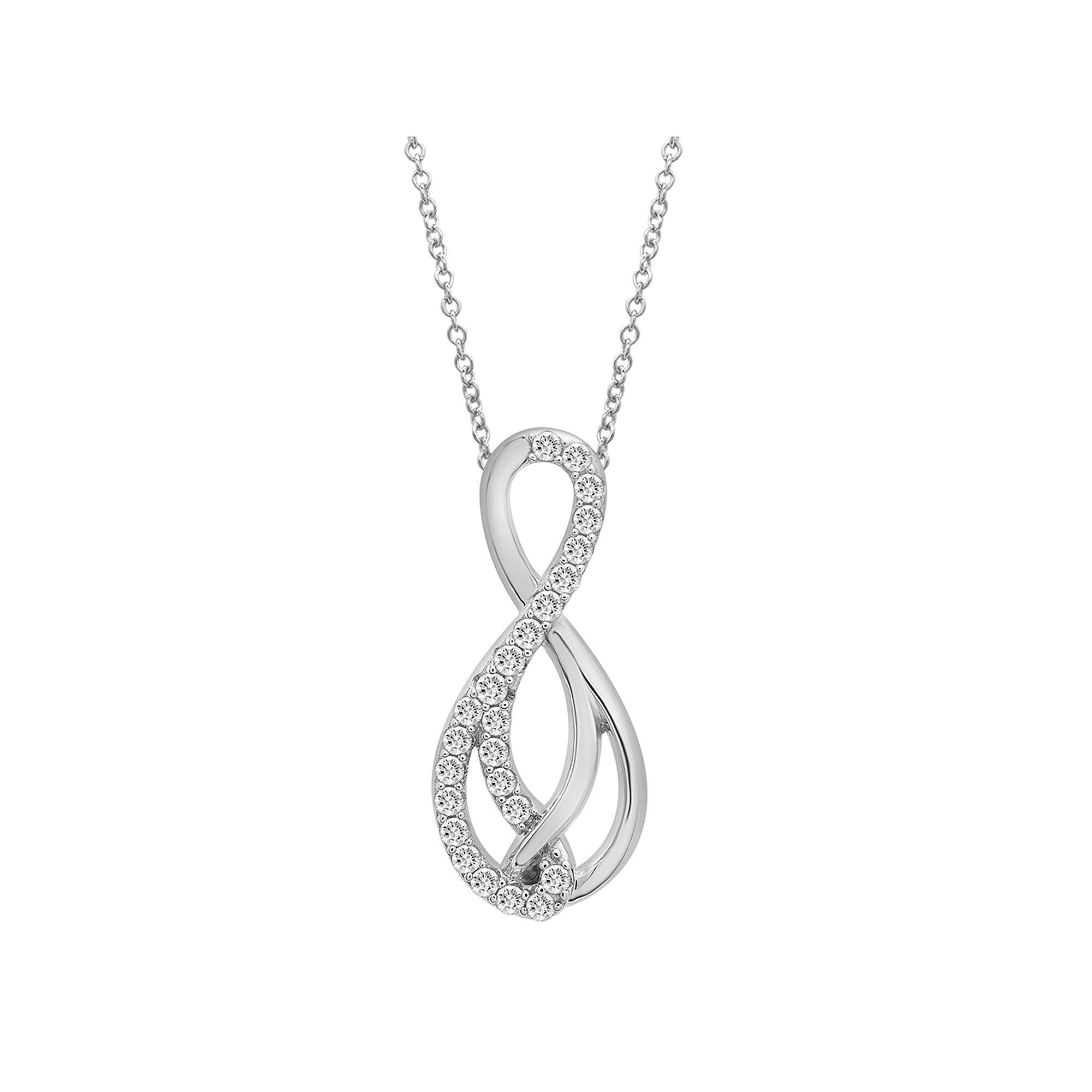 Sterling Silver 1/4 Carat T.W. Diamond Infinity Pendant Necklace, Women's, Size: 18" Product Image