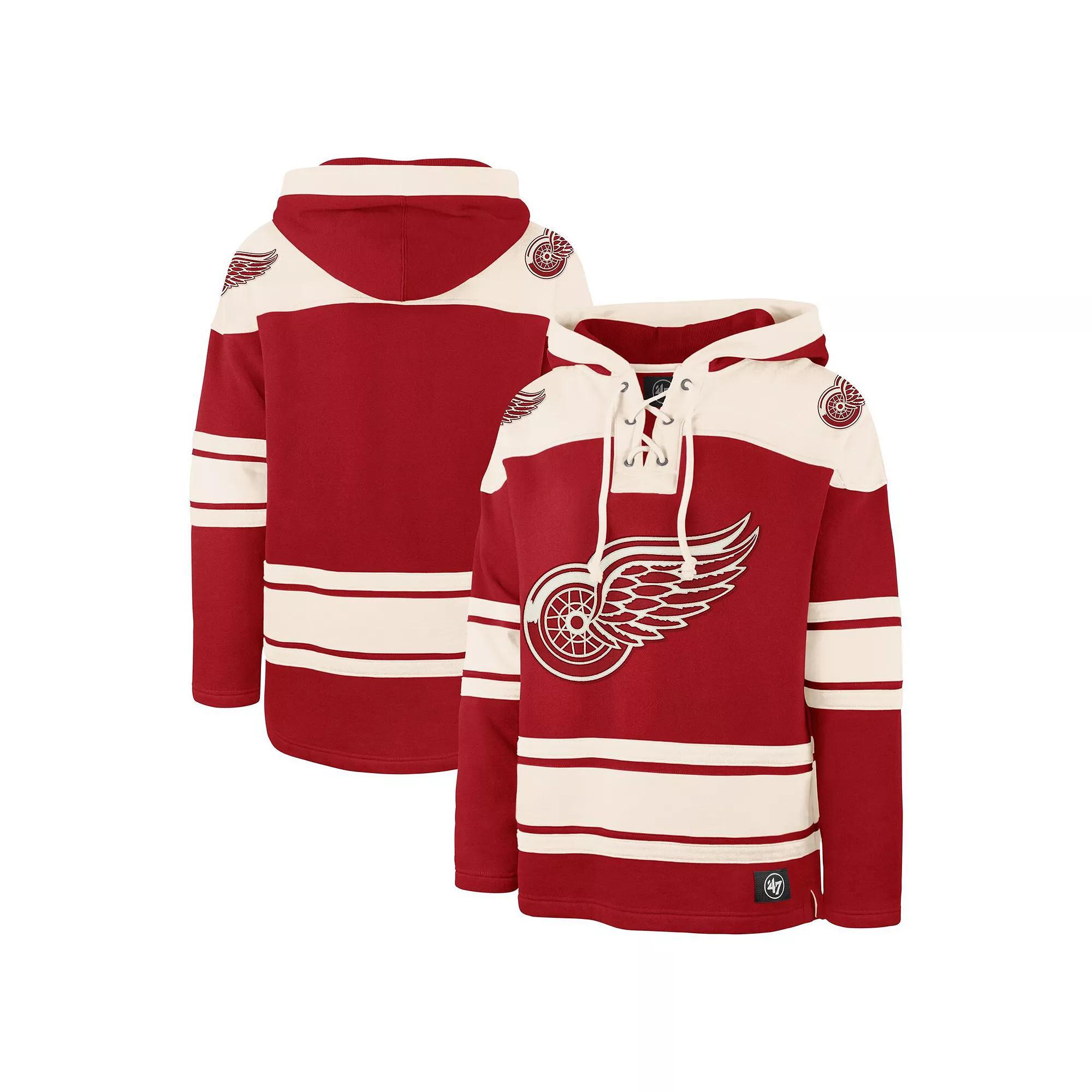 Men's '47 Red Detroit Red Wings Big & Tall Superior Lacer Pullover Hoodie, Size: 2XB Product Image