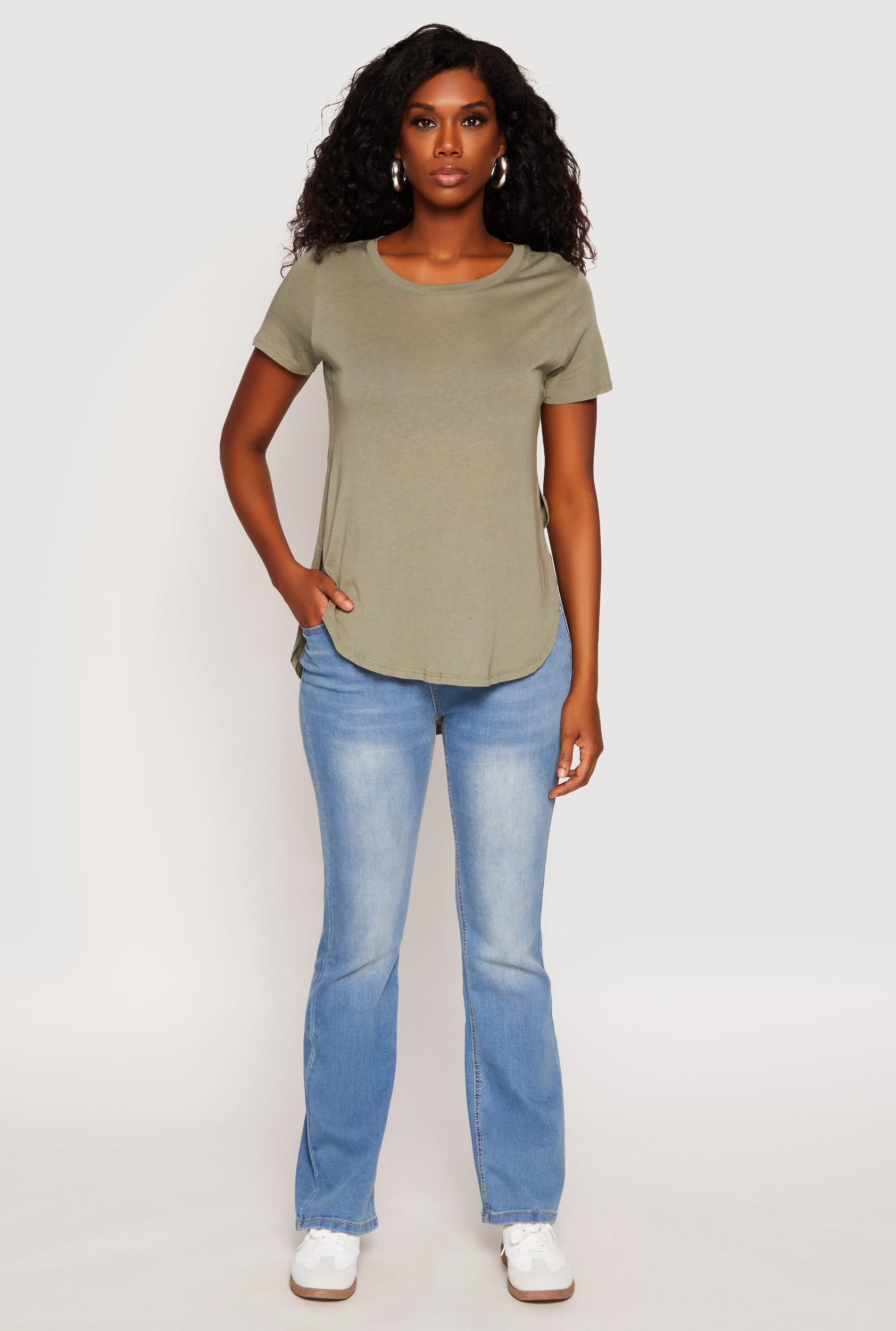 Womens Side Slit High Low Hem Tee Product Image