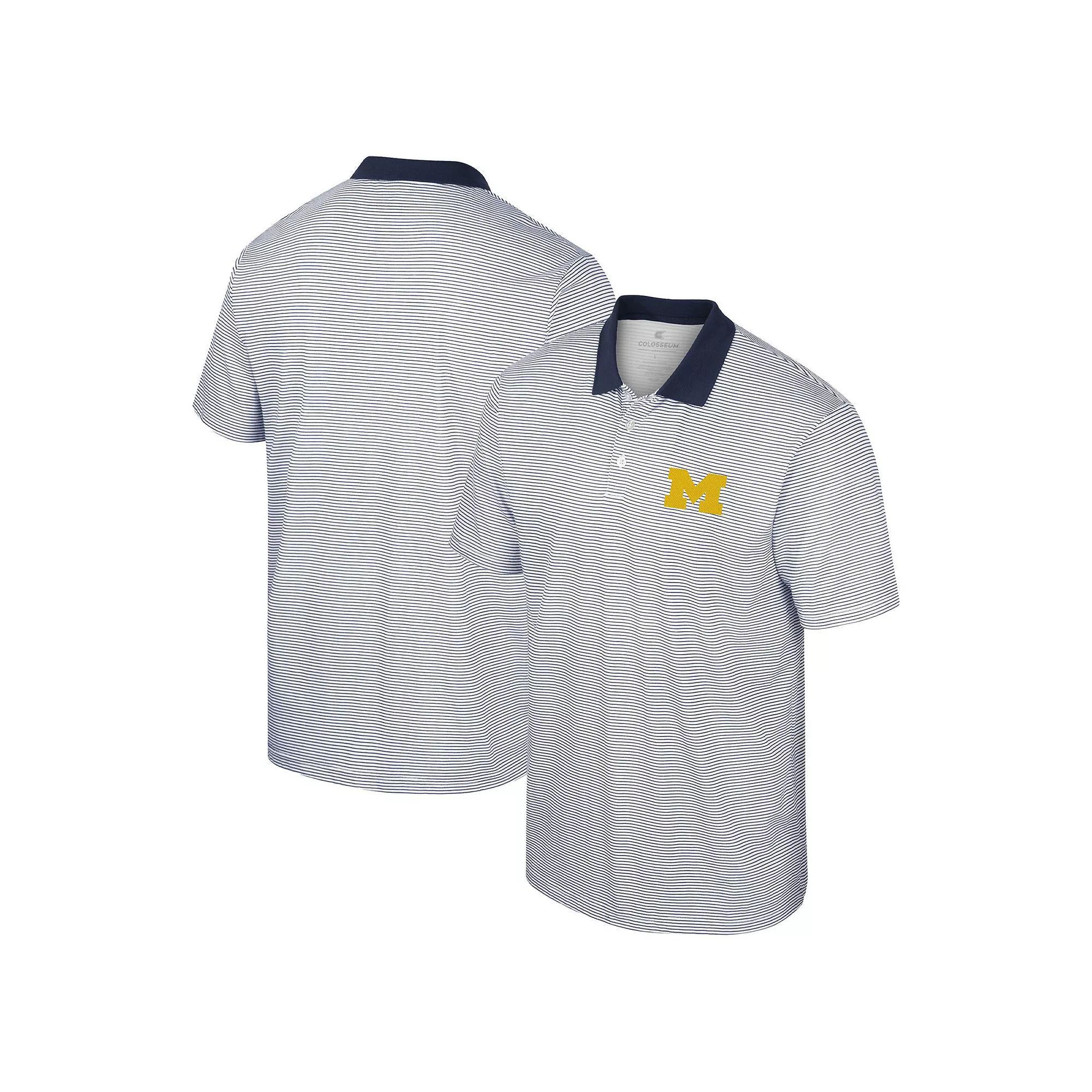 Men's Colosseum White/Black Michigan Wolverines Print Stripe Polo, Size: Large Product Image