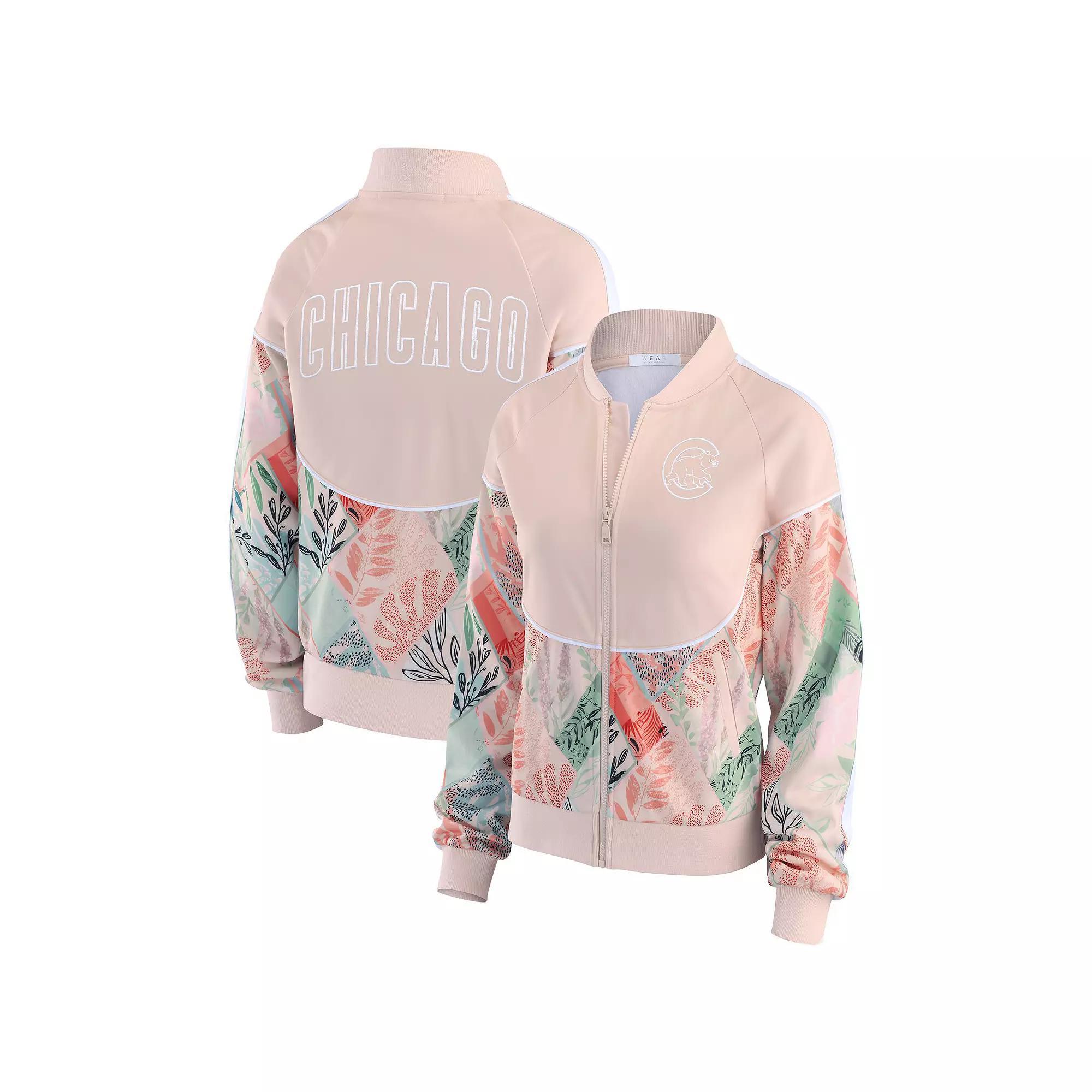 Women's WEAR by Erin Andrews  Sand Chicago Cubs Raglan Full-Zip Track Jacket, Size: XS, Team Product Image