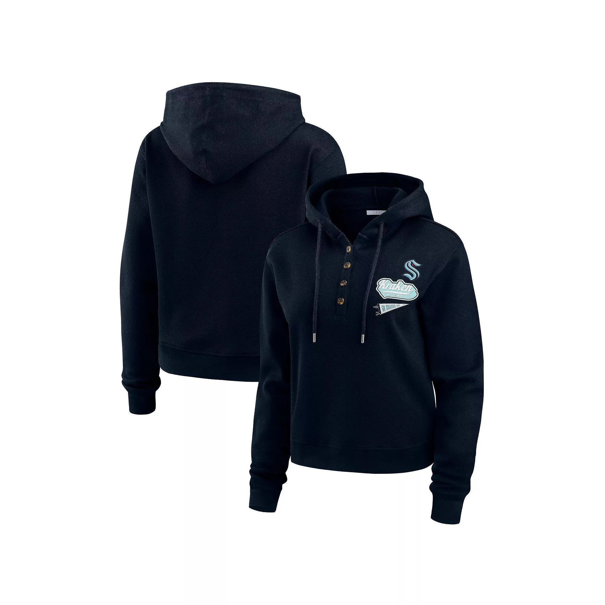 Women's WEAR by Erin Andrews  Royal Buffalo Bills Waffle Hoodie Pullover Top, Size: 2XL, Blue Product Image