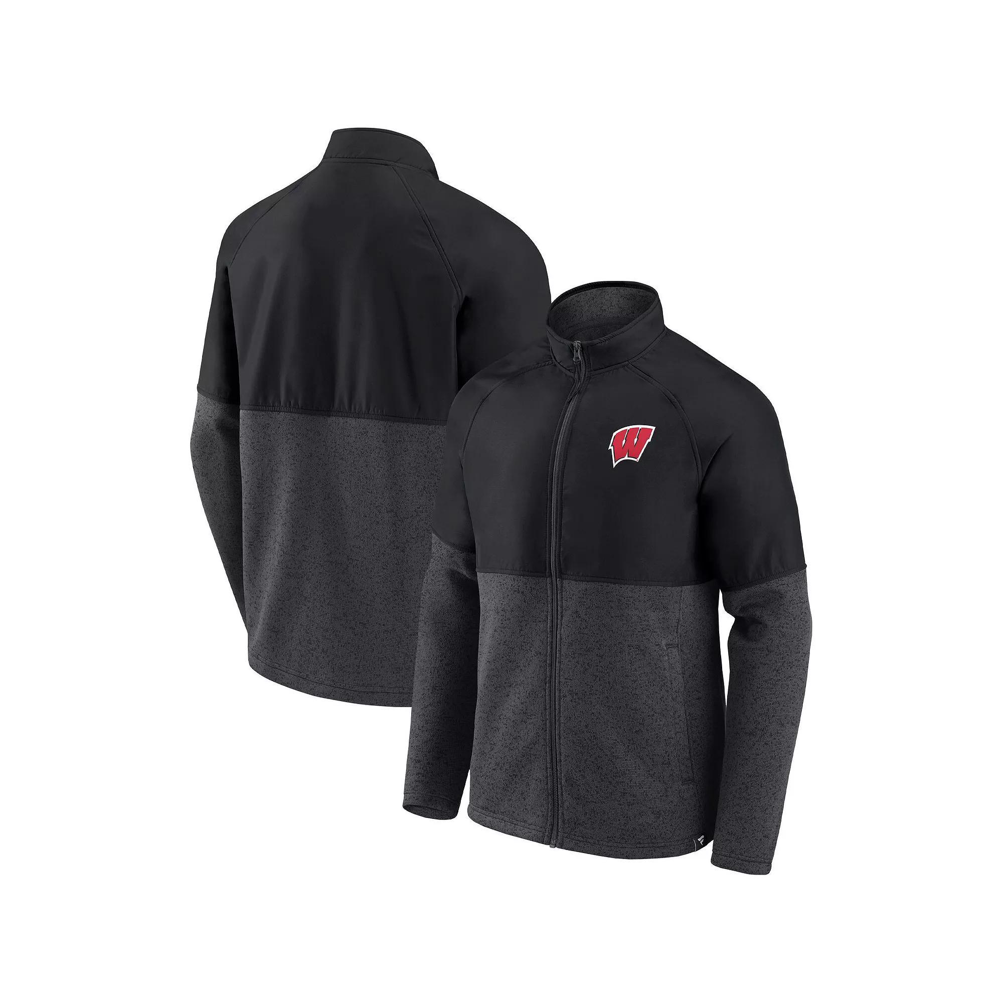 Men's Fanatics Branded Black/Heathered Charcoal Kentucky Wildcats Durable Raglan Full-Zip Jacket, Size: Small Product Image