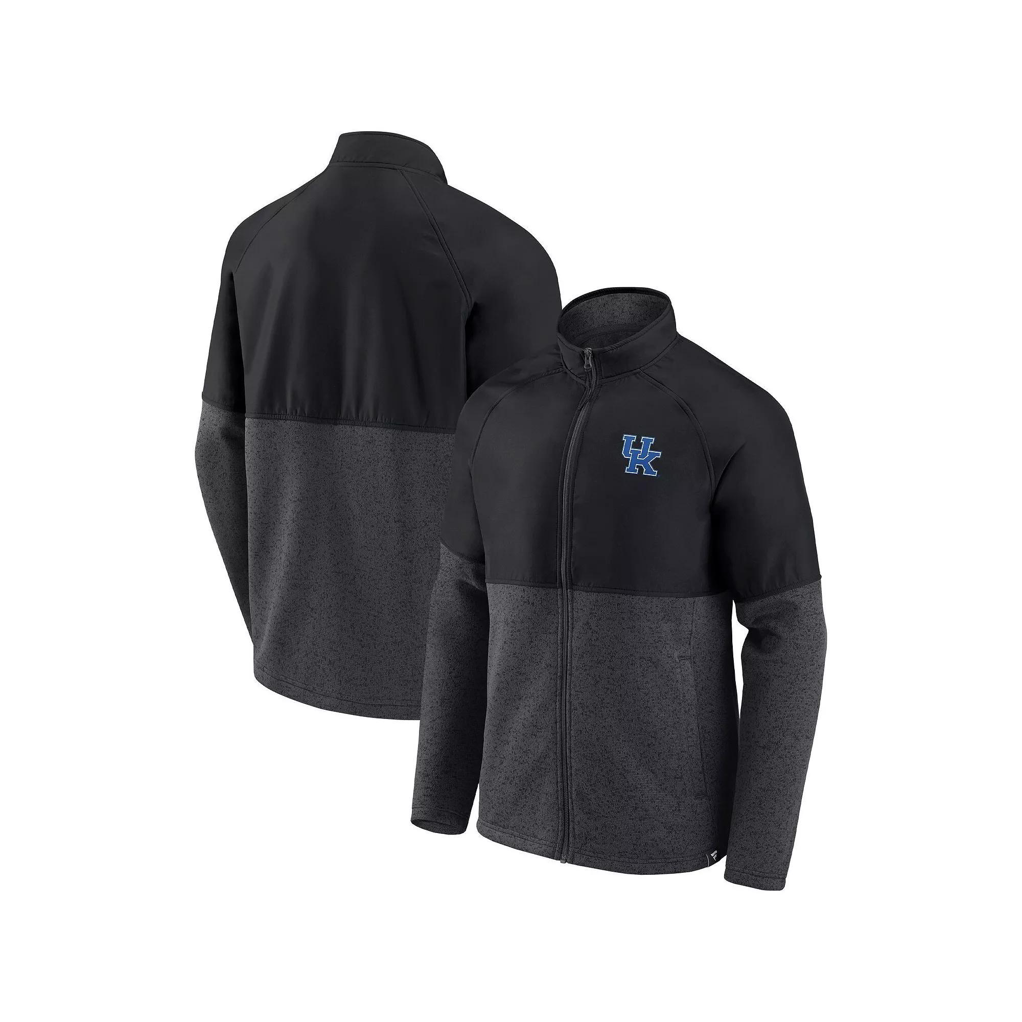Men's Fanatics Branded Black/Heathered Charcoal Kentucky Wildcats Durable Raglan Full-Zip Jacket, Size: Small Product Image