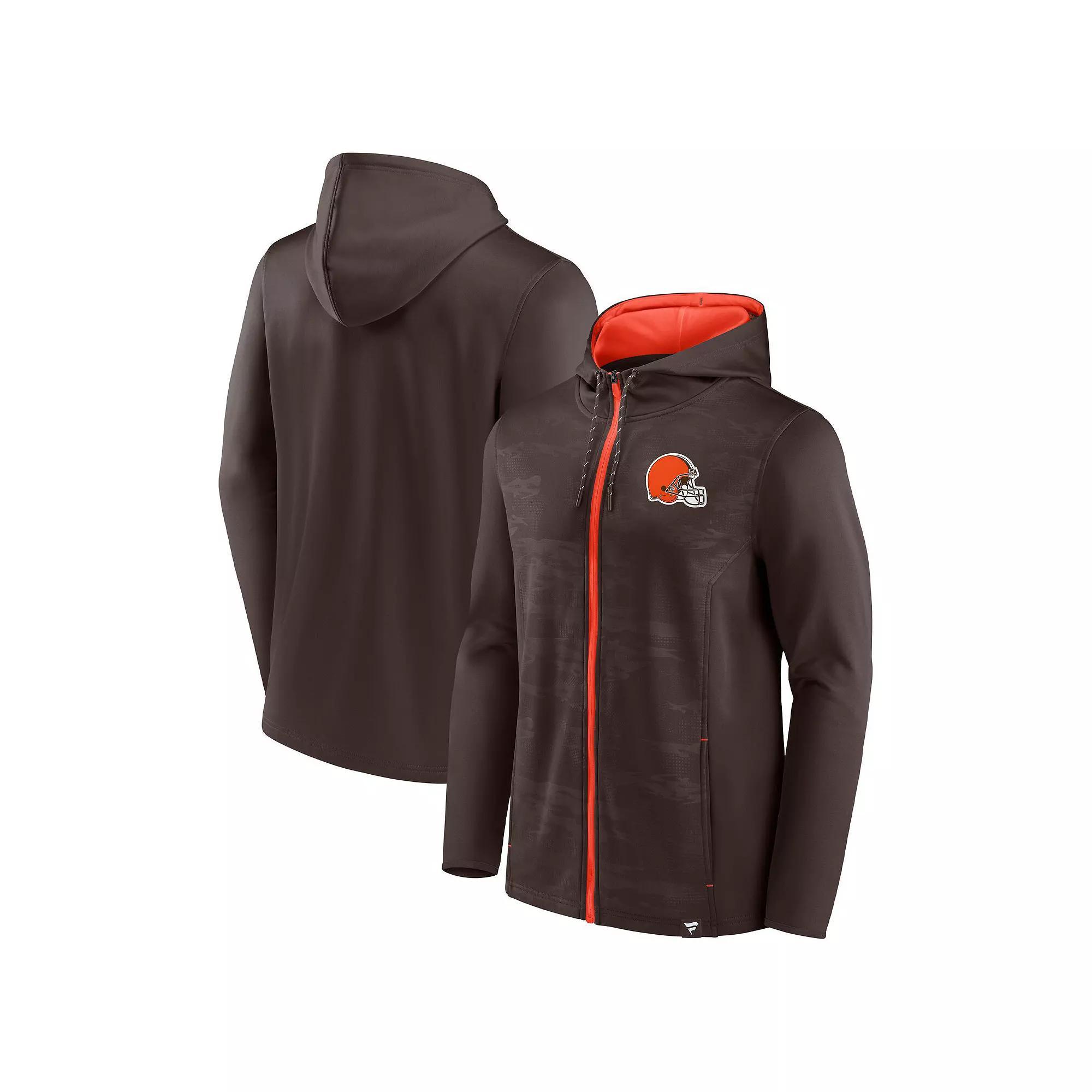 Men's Fanatics Branded Brown/Orange Cleveland Browns Ball Carrier Full-Zip Hoodie, Size: Small Product Image