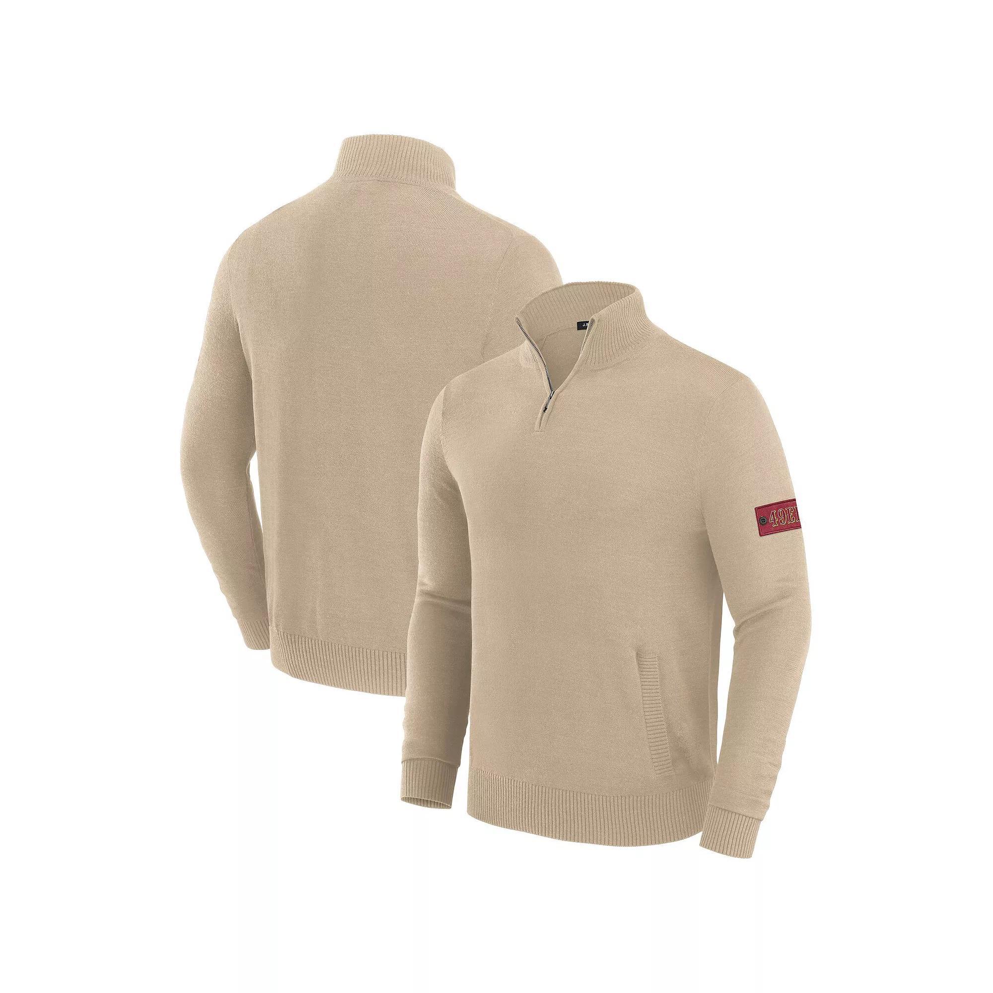 Men's J. Palmer Cream San Francisco 49ers Franchise Quarter-Zip Sweater, Size: Small, Beige Product Image