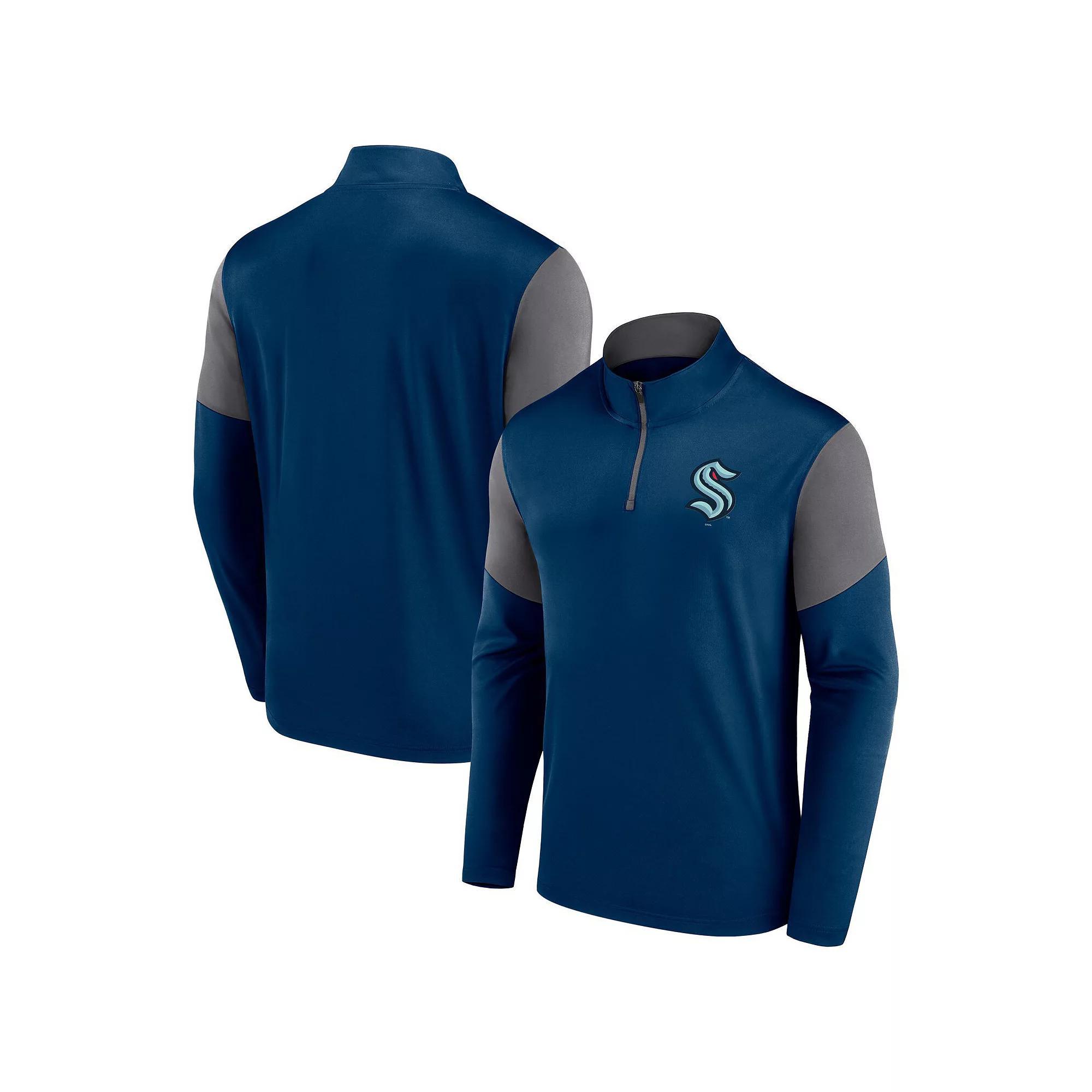 Men's Fanatics Branded Deep Sea Blue Seattle Kraken Logo Quarter-Zip Top, Size: XL, Krk Blue Product Image
