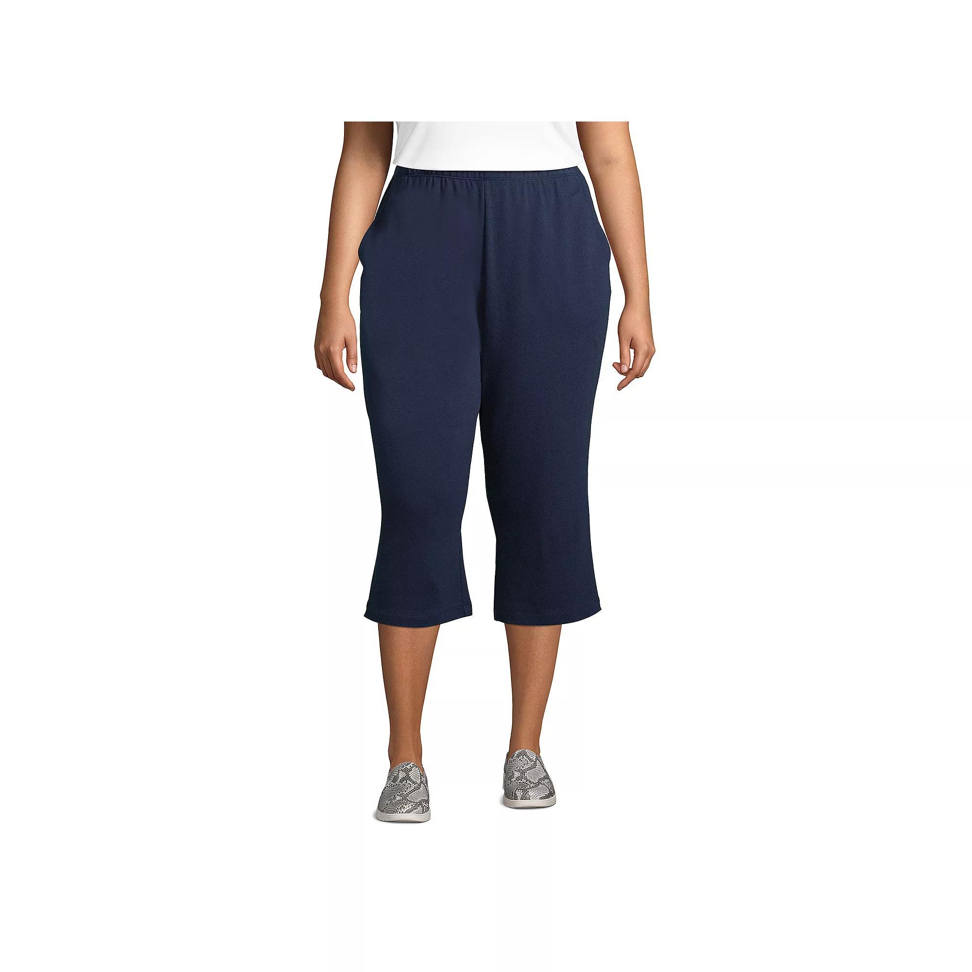 Plus Size Lands End Sport High Waist Pull-On Capri Pants, Womens Product Image