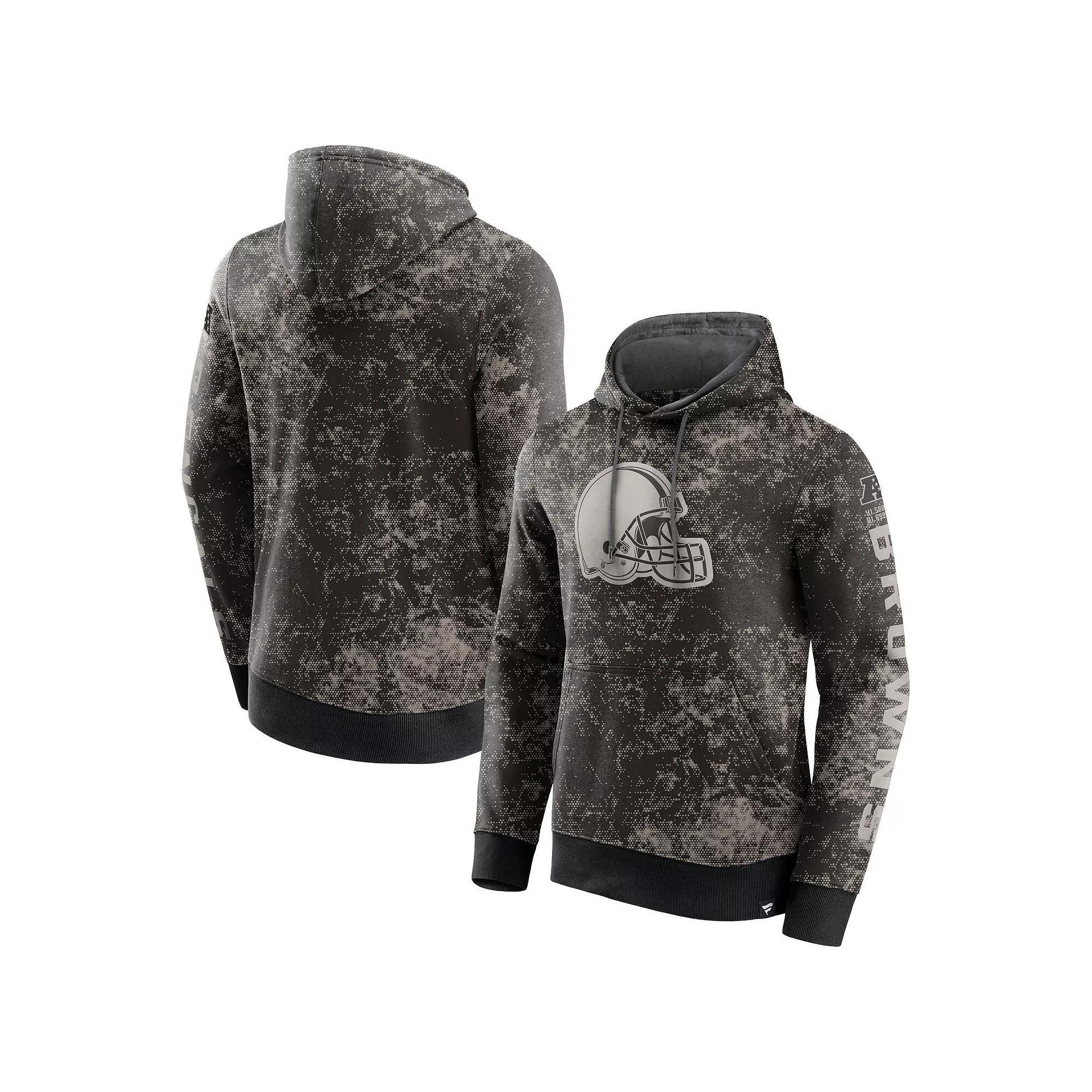 Men's Fanatics Branded  Black/Gray Cleveland Browns Blackout Tonal Pullover Hoodie, Size: Small Product Image