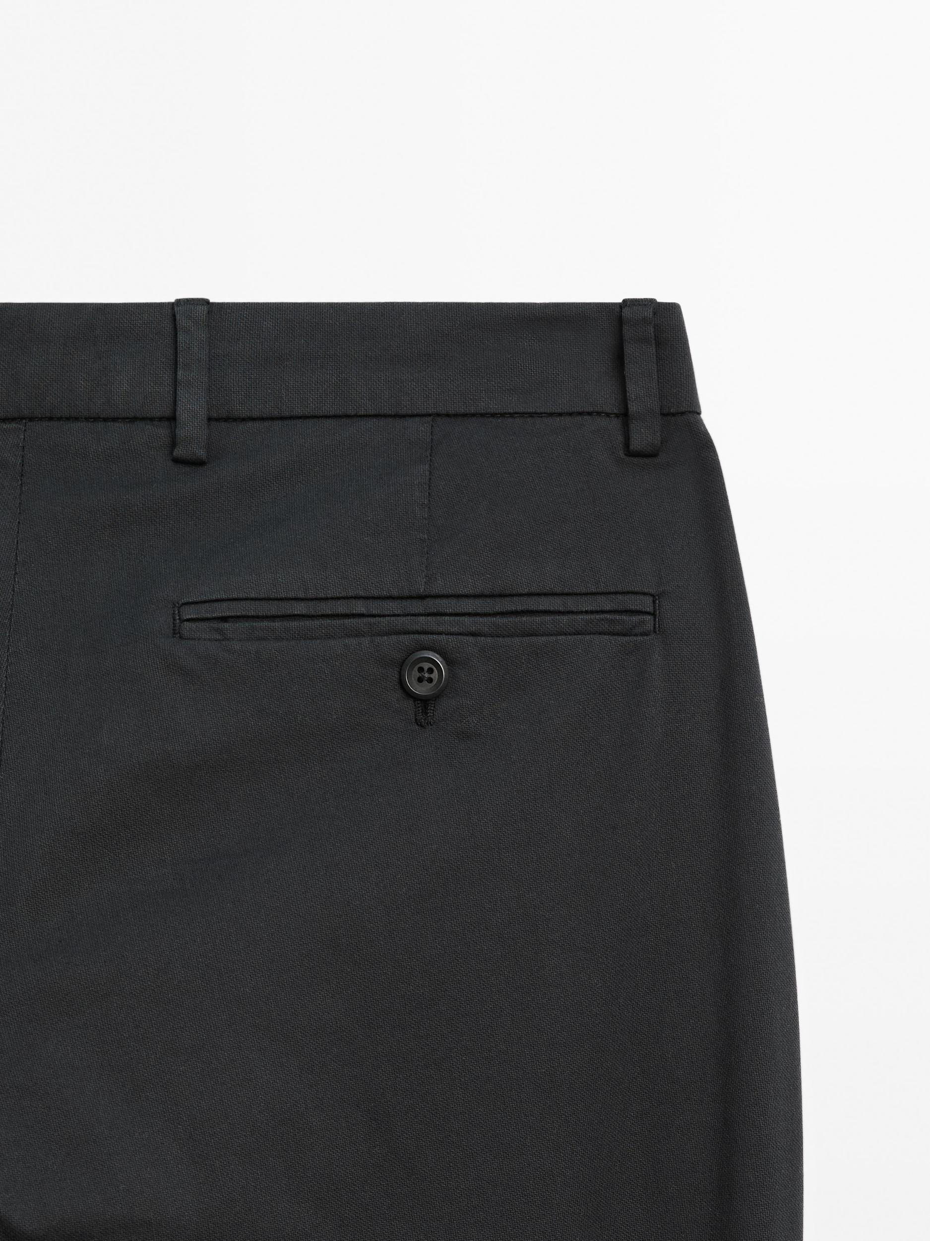 Cotton blend slim fit trousers Product Image