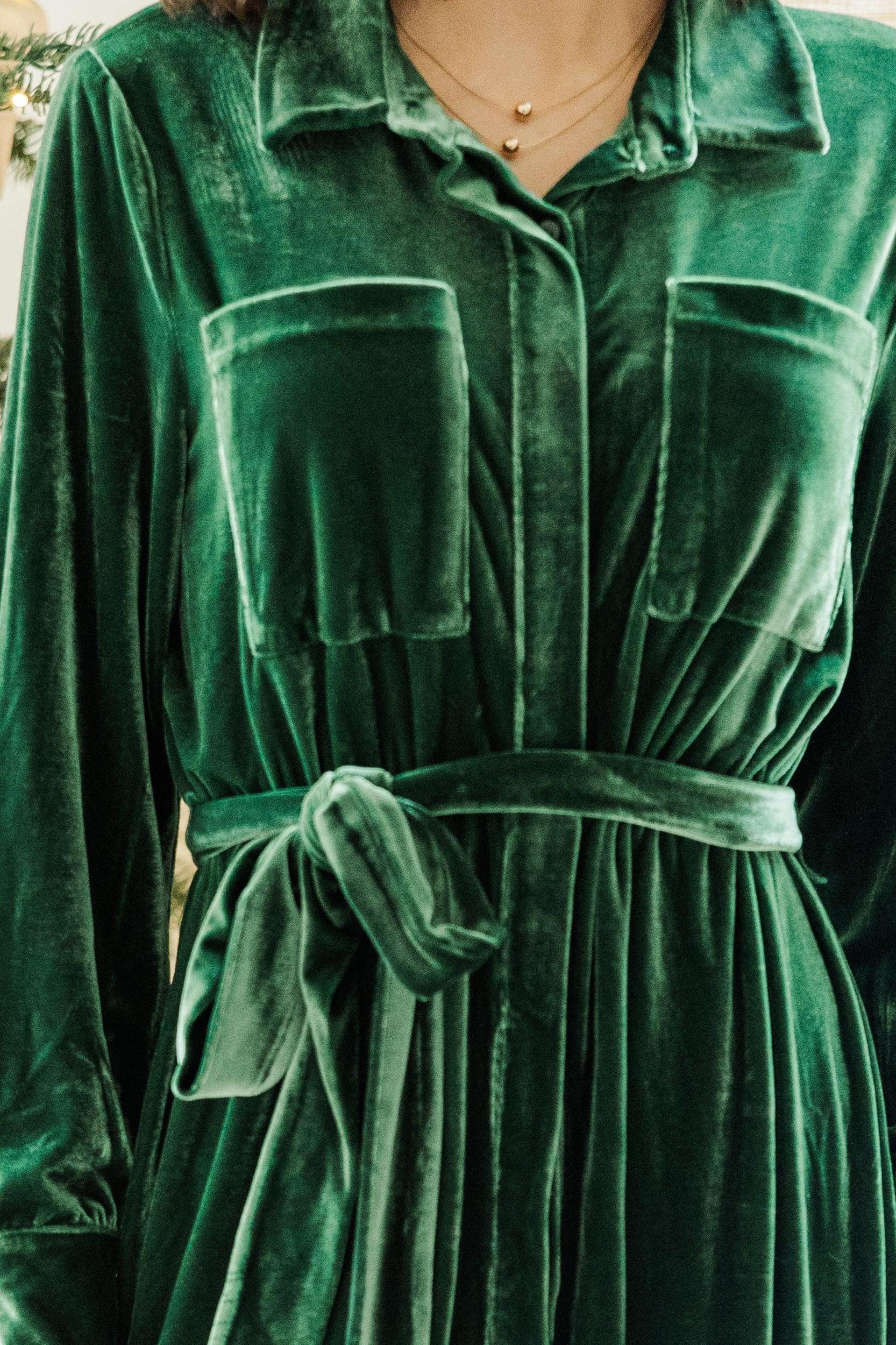 How To Love Emerald Green Velvet Midi Dress Female Product Image